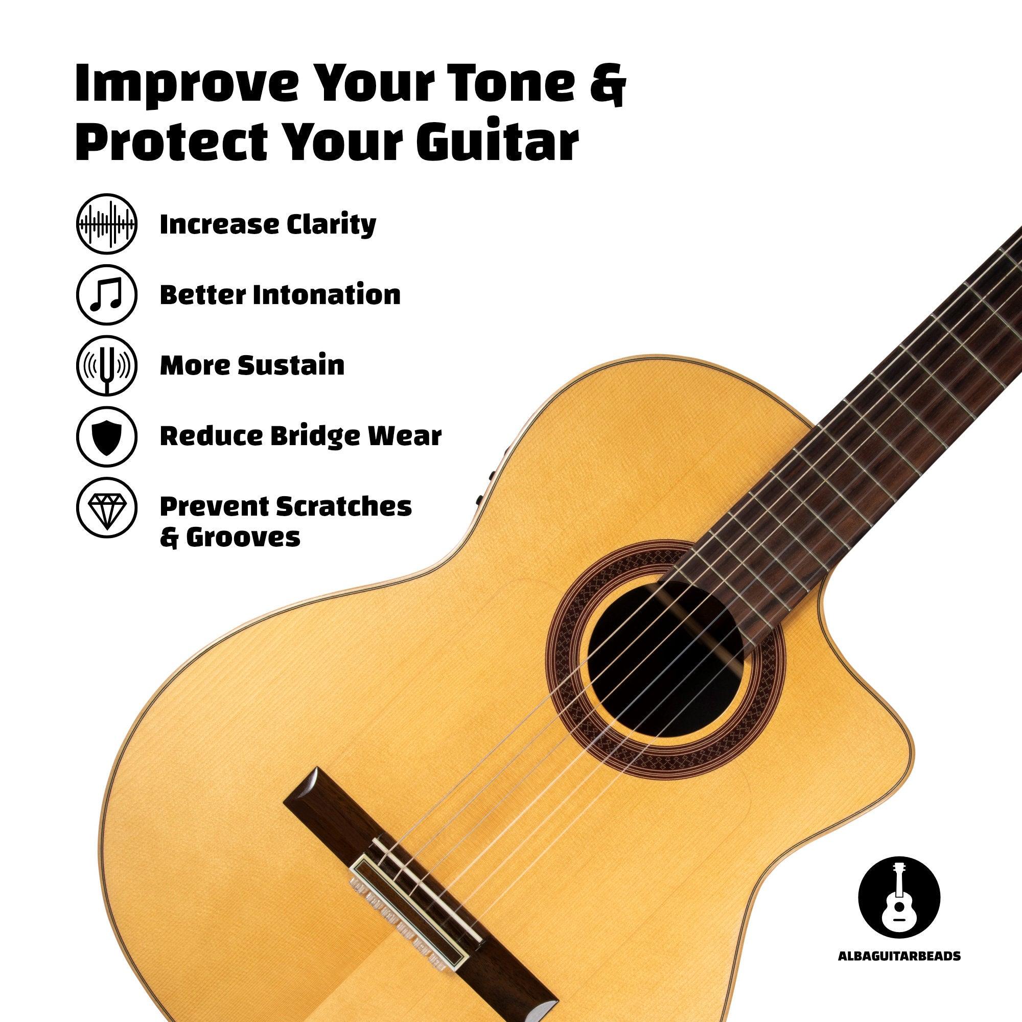 Transparent Gloss Classical Flamenco Acoustic Nylon Guitar Bridge Beads String Tie Blocks