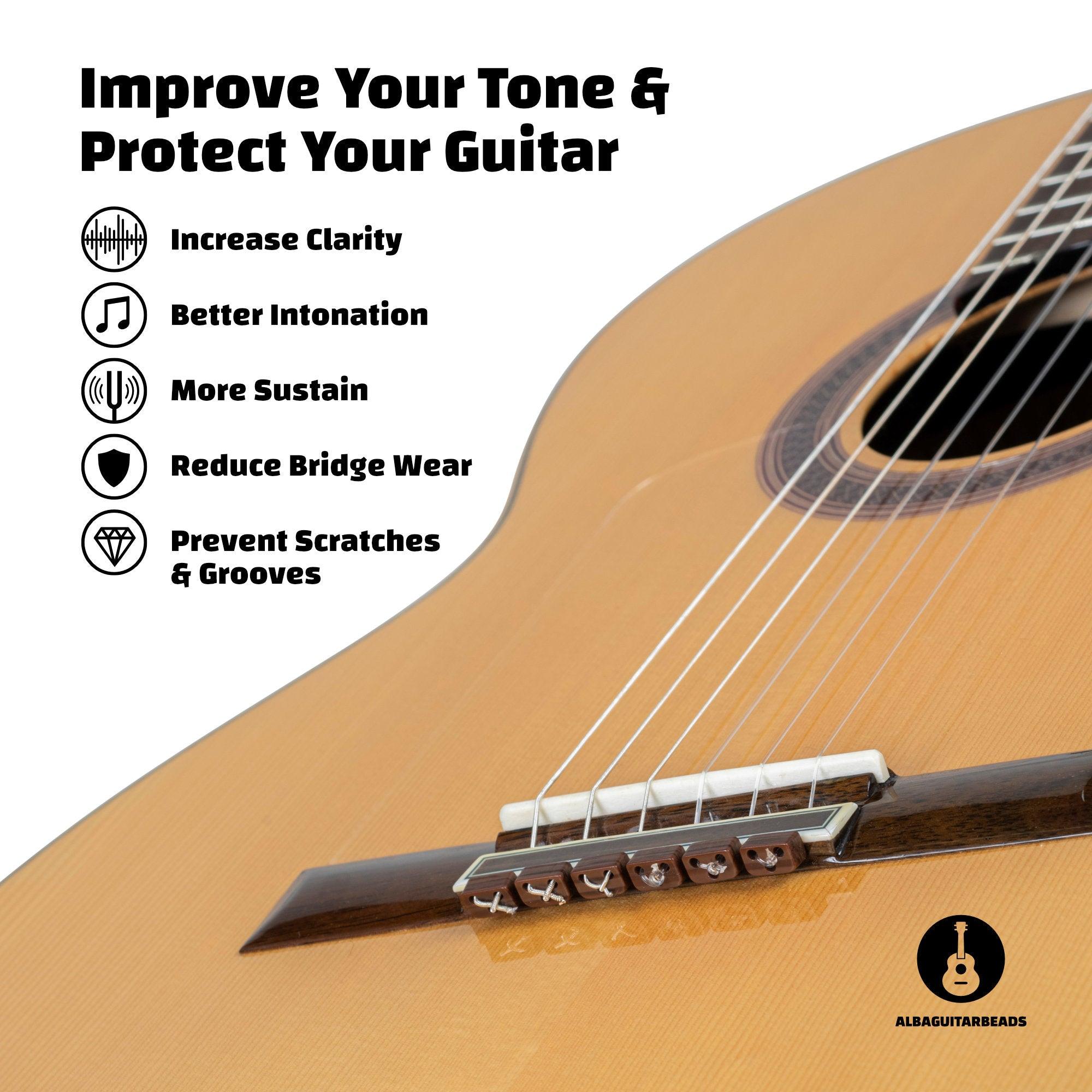Alba Guitar Beads marrom escuro com efeito de madeira para violão clássico violão flamenco violão acústico de náilon