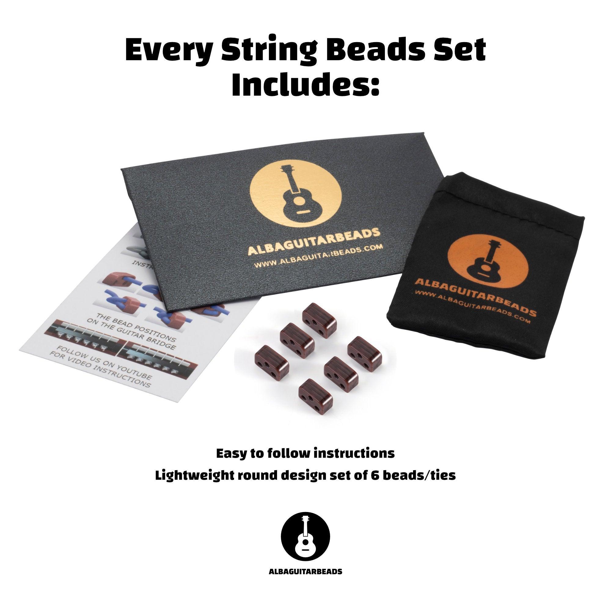 Alba Guitar Beads marrom escuro com efeito de madeira para violão clássico violão flamenco violão acústico de náilon