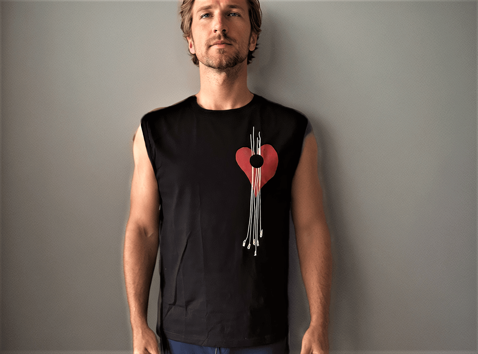 Alba Guitar Beads Brand Hearts Vest Men Size Large