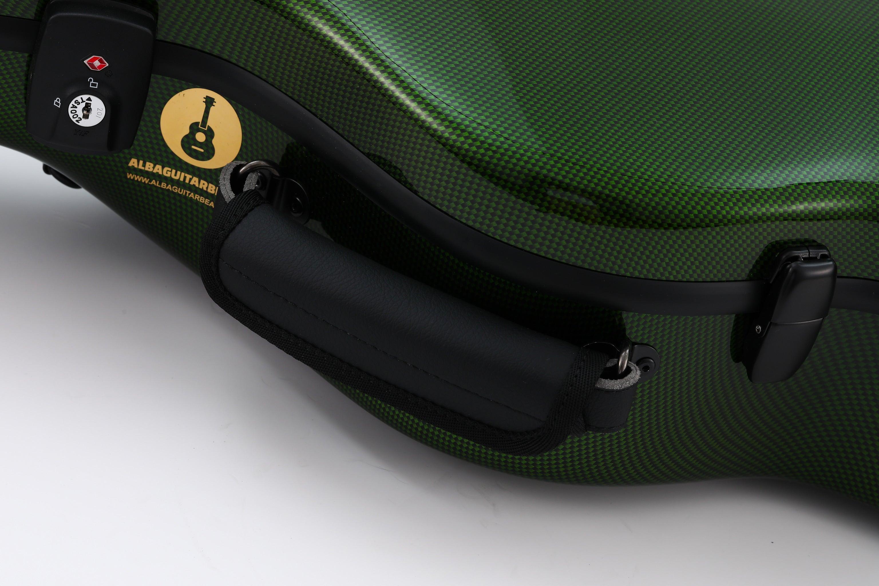 Alba Guitar Beads Case Grüner Carbon-Muster-Glanz für klassische Gitarre, Akustikgitarre, Flamenco-Gitarrenkoffer