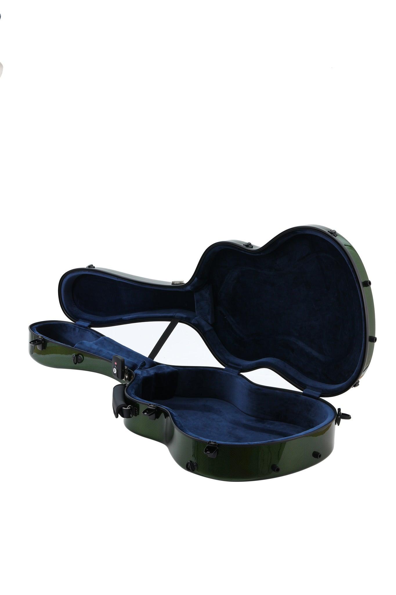 Alba Guitar Beads Case Grüner Carbon-Muster-Glanz für klassische Gitarre, Akustikgitarre, Flamenco-Gitarrenkoffer