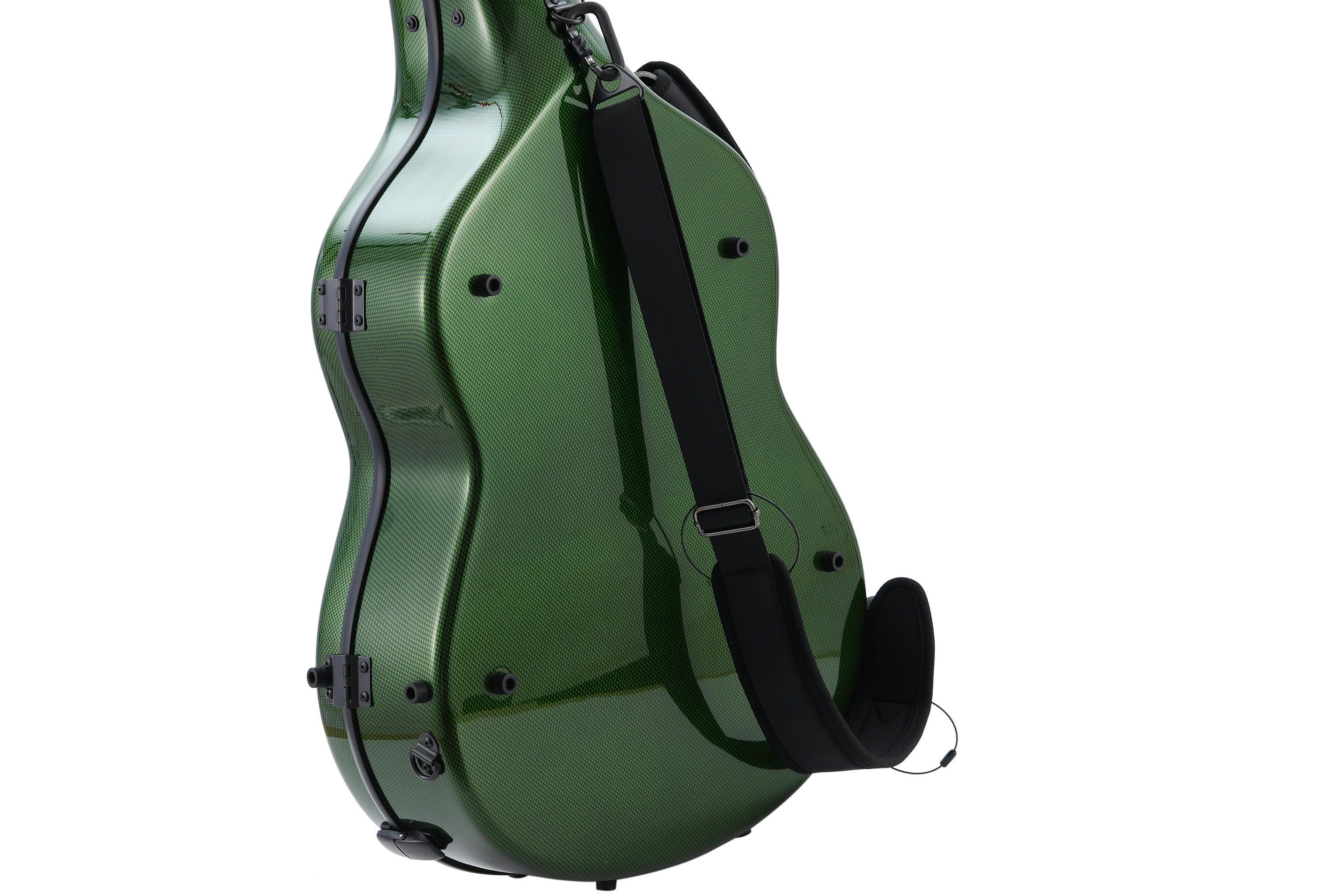 Alba Guitar Beads Case Grüner Carbon-Muster-Glanz für klassische Gitarre, Akustikgitarre, Flamenco-Gitarrenkoffer