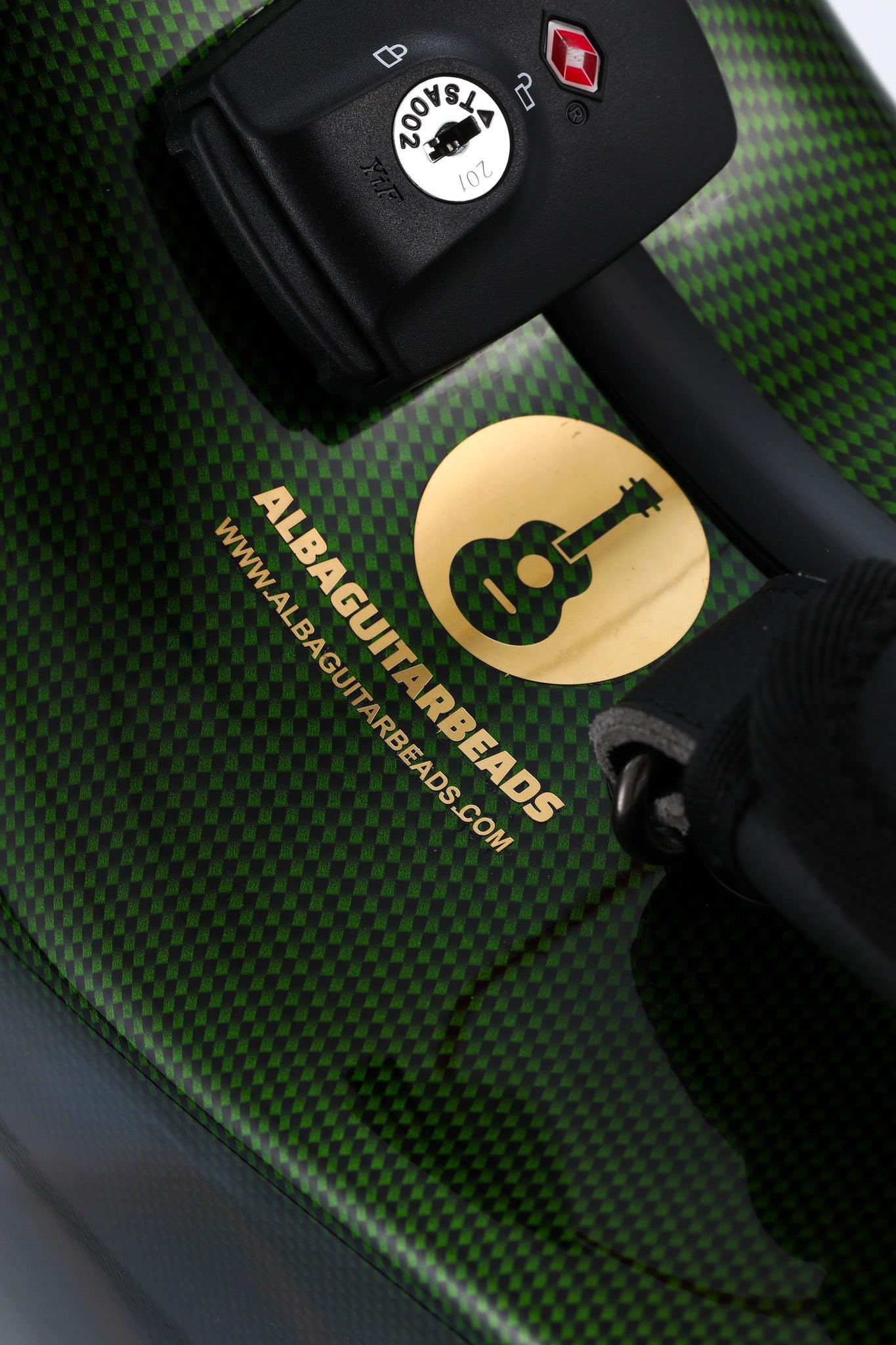 Alba Guitar Beads Case Grüner Carbon-Muster-Glanz für klassische Gitarre, Akustikgitarre, Flamenco-Gitarrenkoffer