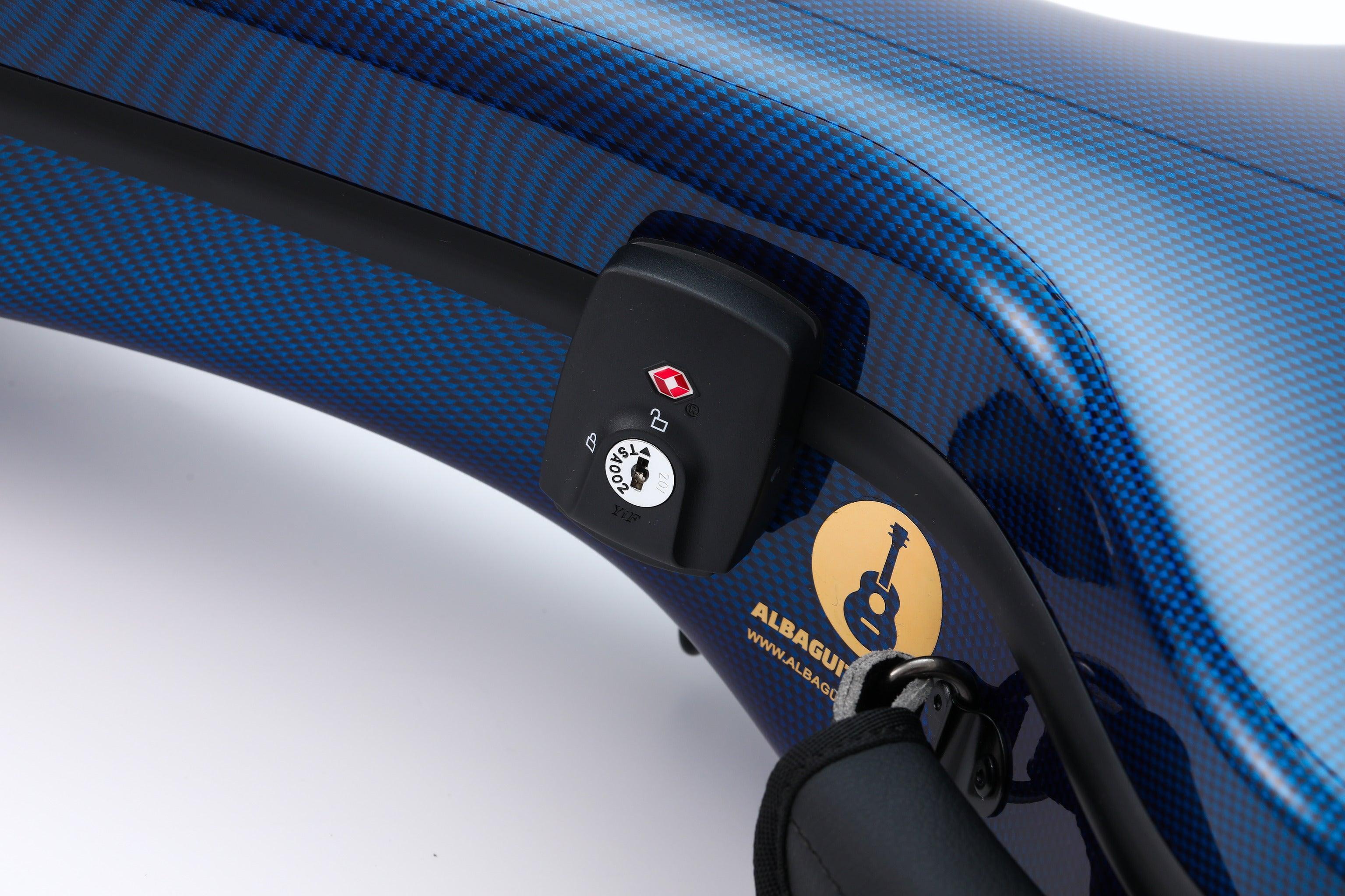 Alba Guitar Beads Case Blue Carbon Pattern Gloss für klassische Gitarre, Akustikgitarre, Flamenco-Gitarrenkoffer
