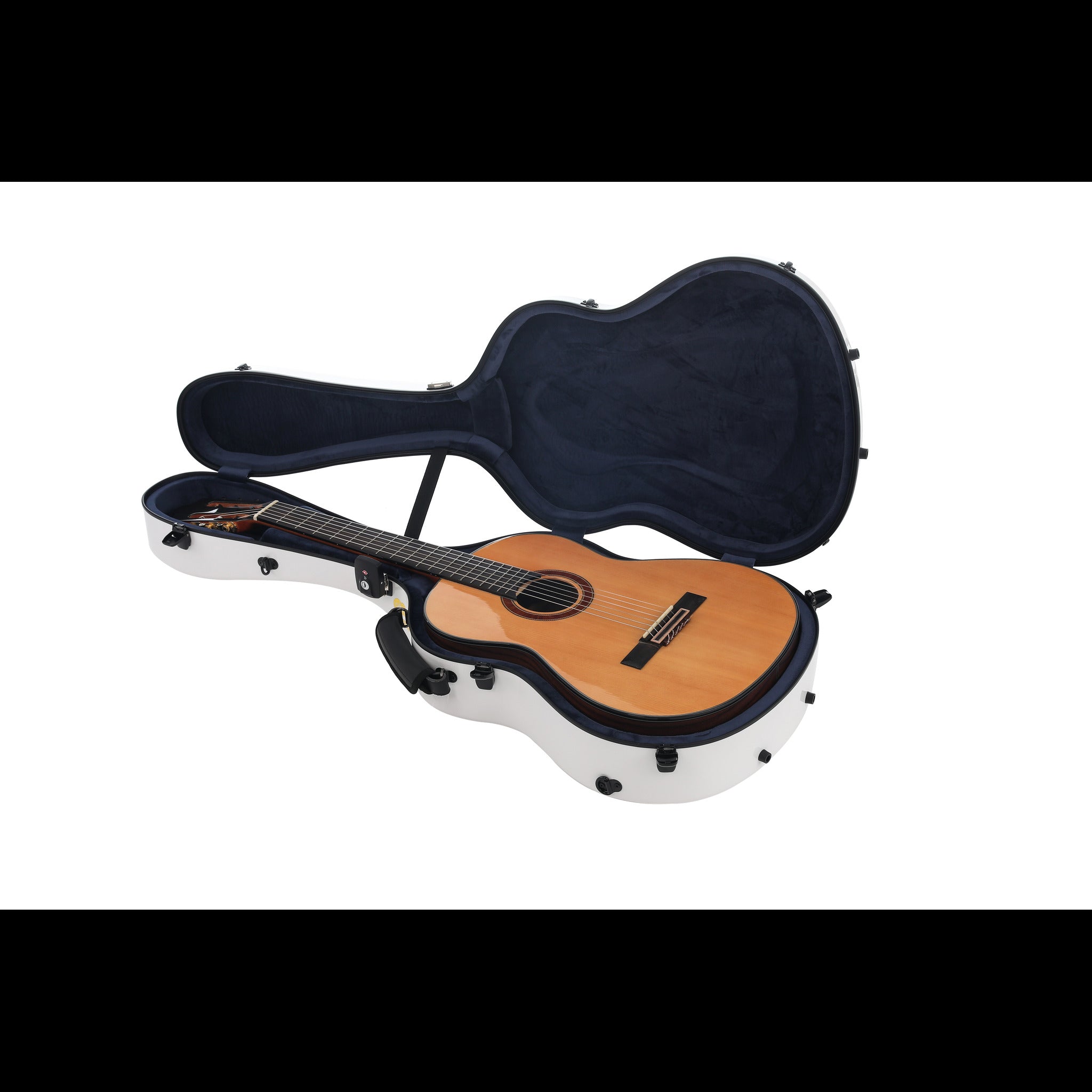 Alba Guitar Beads custodia motivo carbonio nero lucido, per chitarra classica, acustica, chitarra flamenco