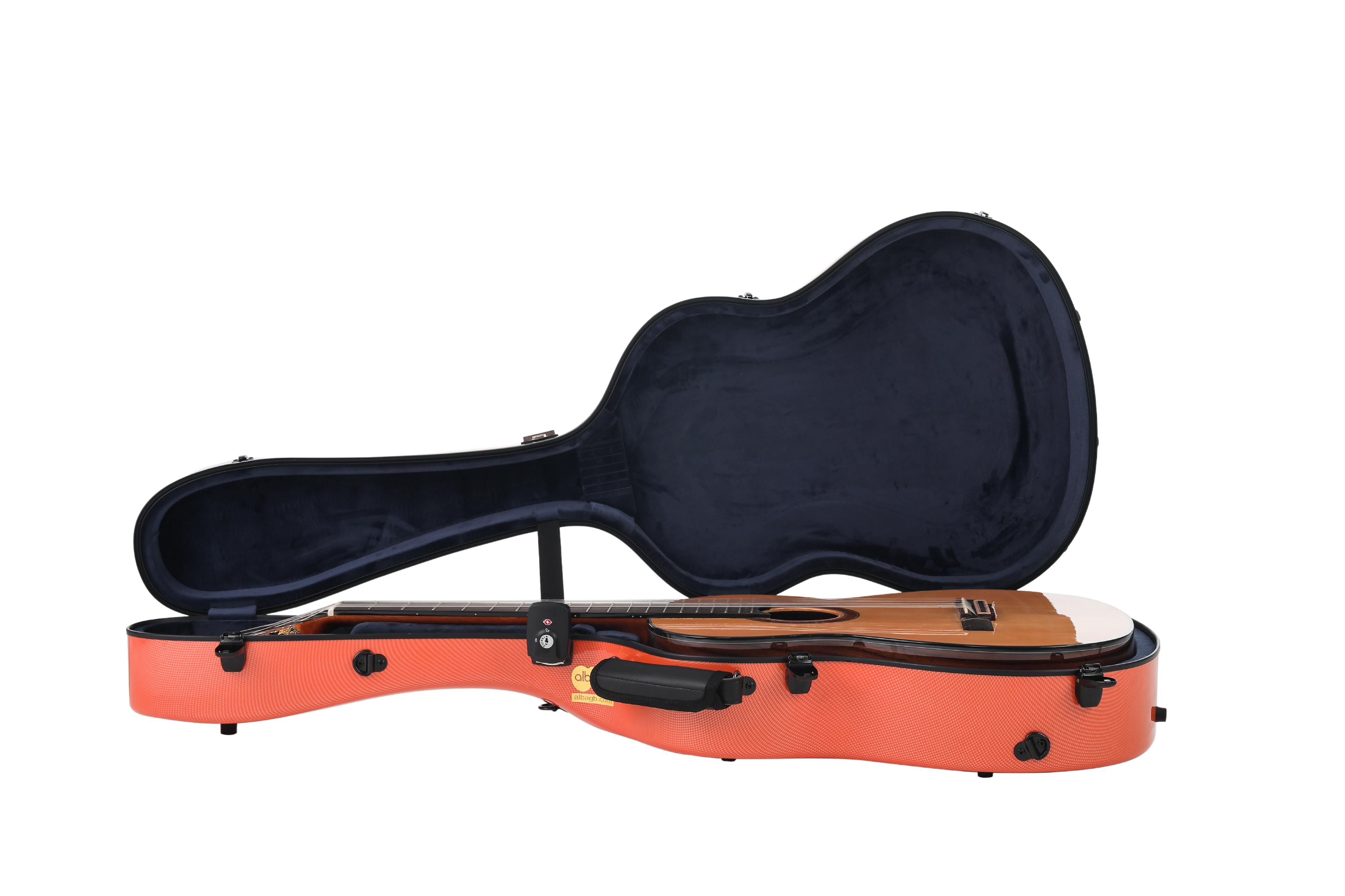 Alba Guitar Beads custodia motivo carbonio nero lucido, per chitarra classica, acustica, chitarra flamenco