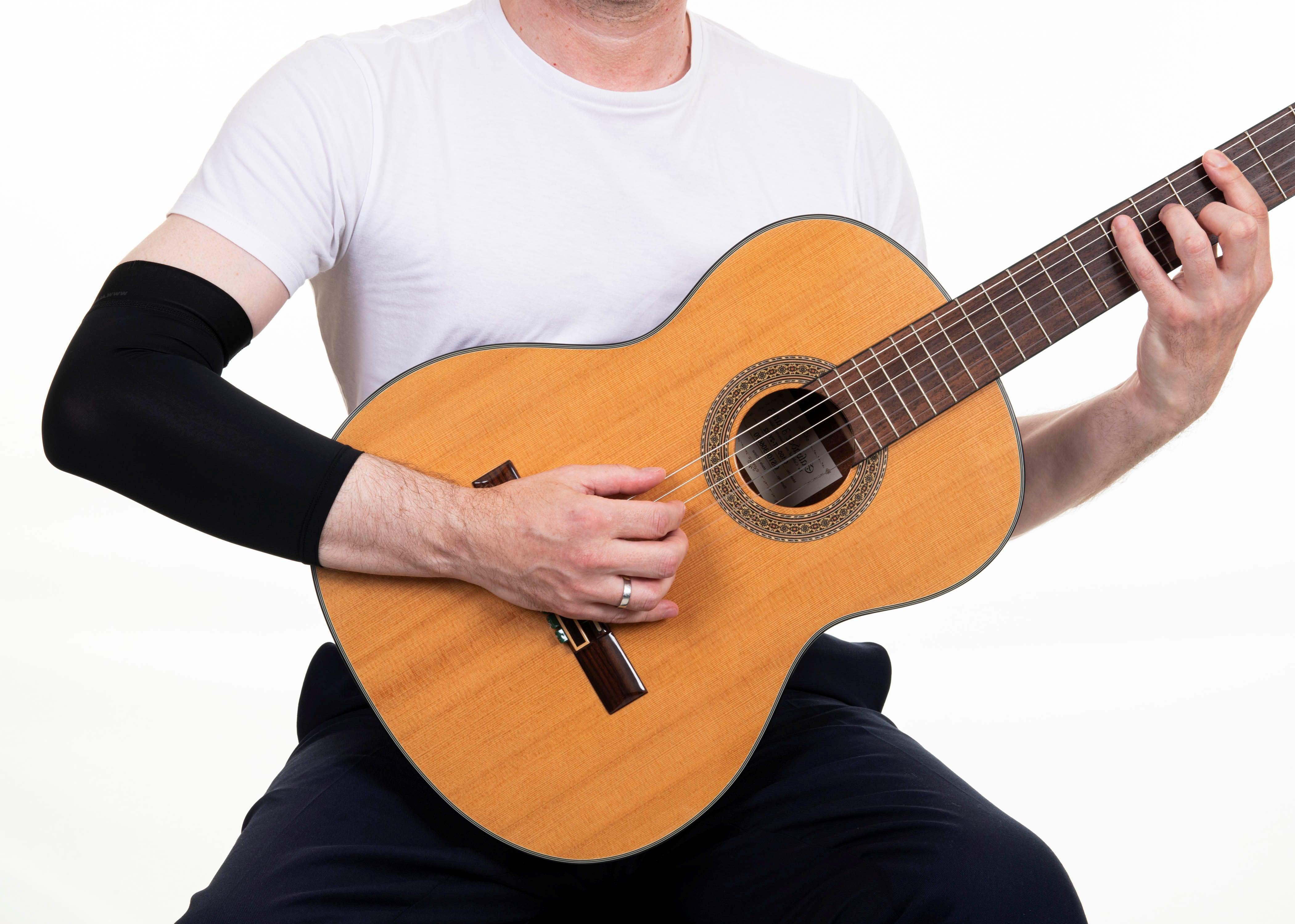 Alba GB Preto Manga Curta Tamanho Grande - Proteção de braço para guitarristas clássicos e flamencos