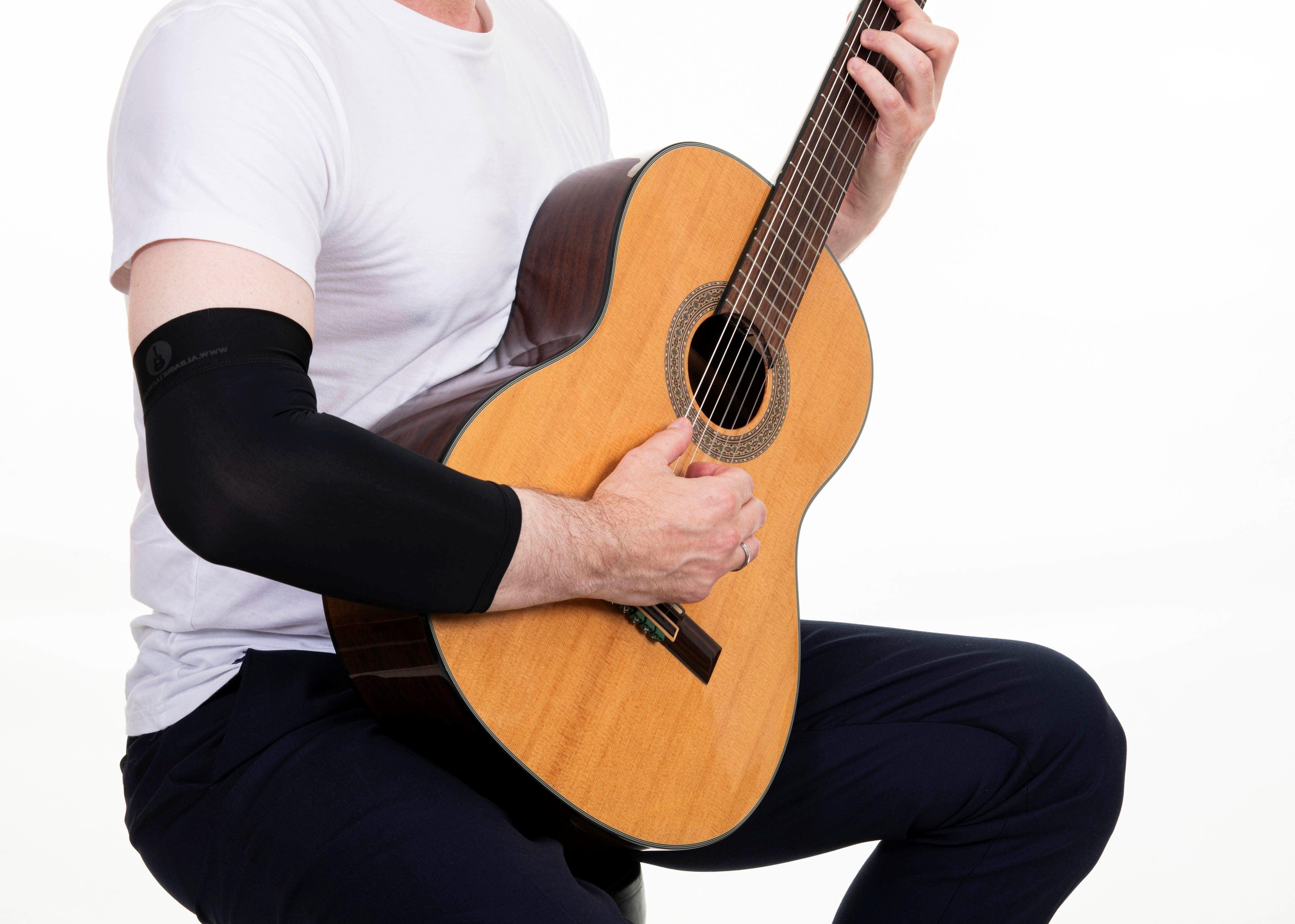 Alba GB Preto Manga Curta Tamanho Grande - Proteção de braço para guitarristas clássicos e flamencos