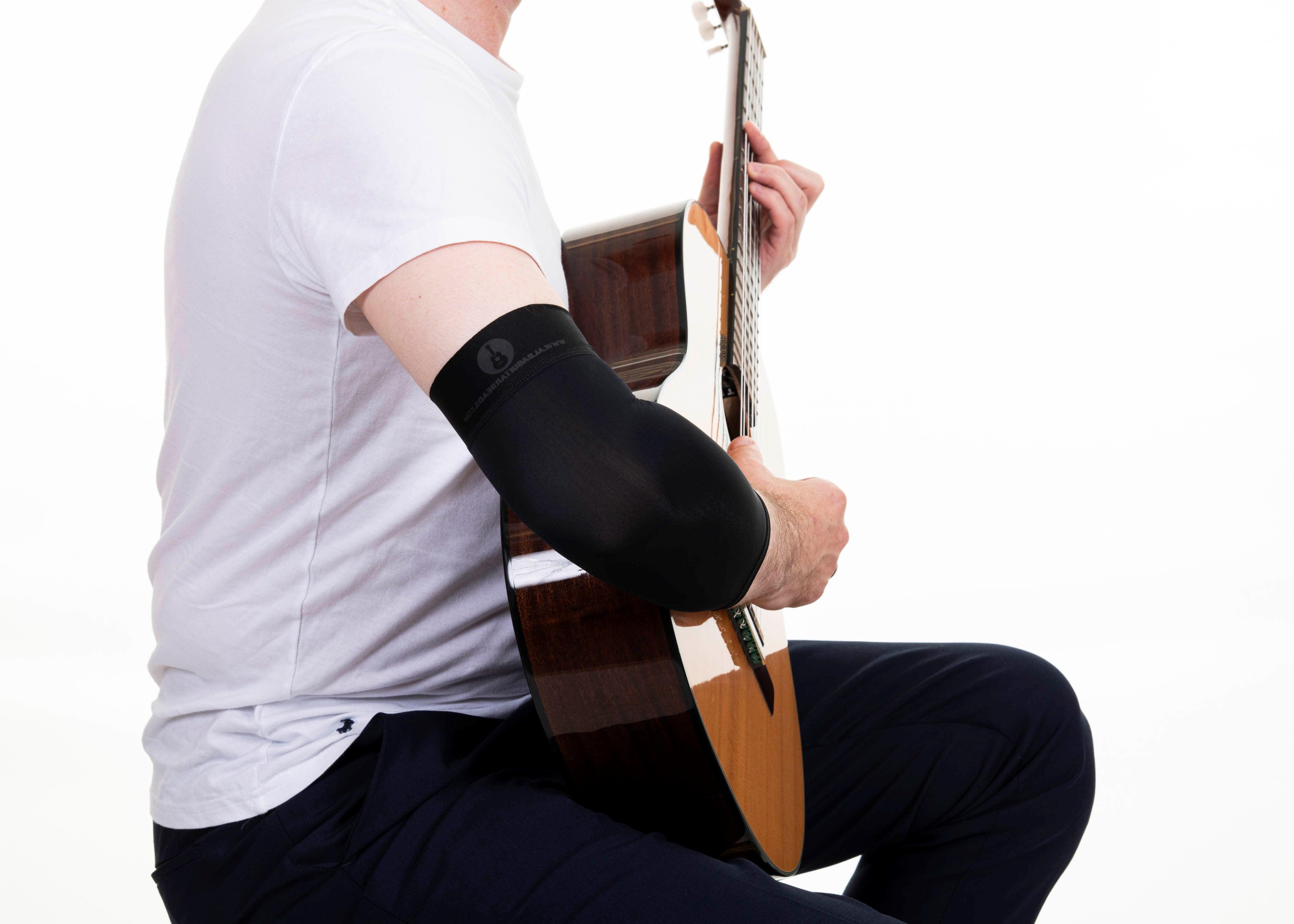 Alba GB Preto Manga Curta Tamanho Grande - Proteção de braço para guitarristas clássicos e flamencos