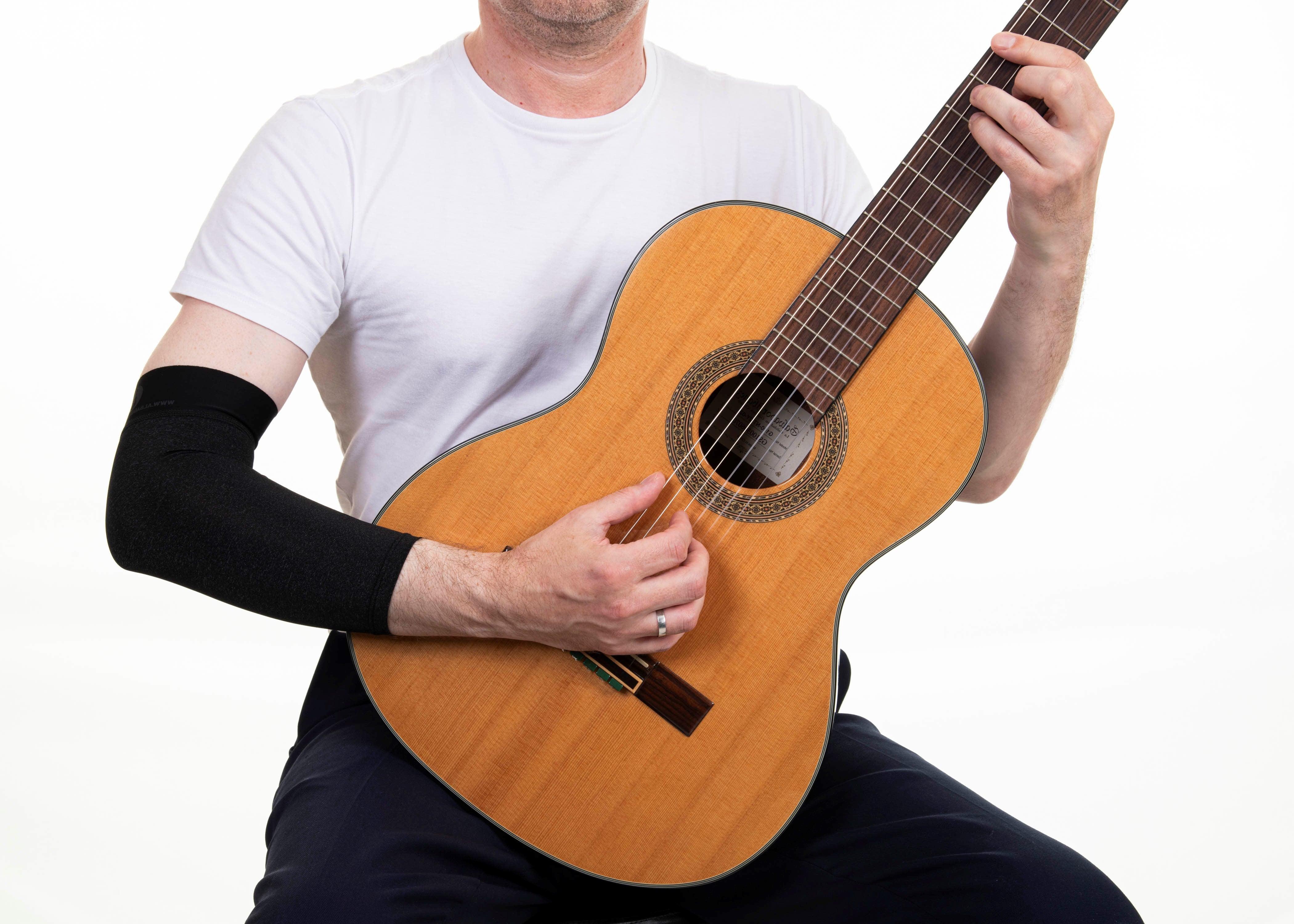 Alba Guitar Beads Grey Short Sleeves Size Large - Arm protection for Classical and Flamenco guitarists