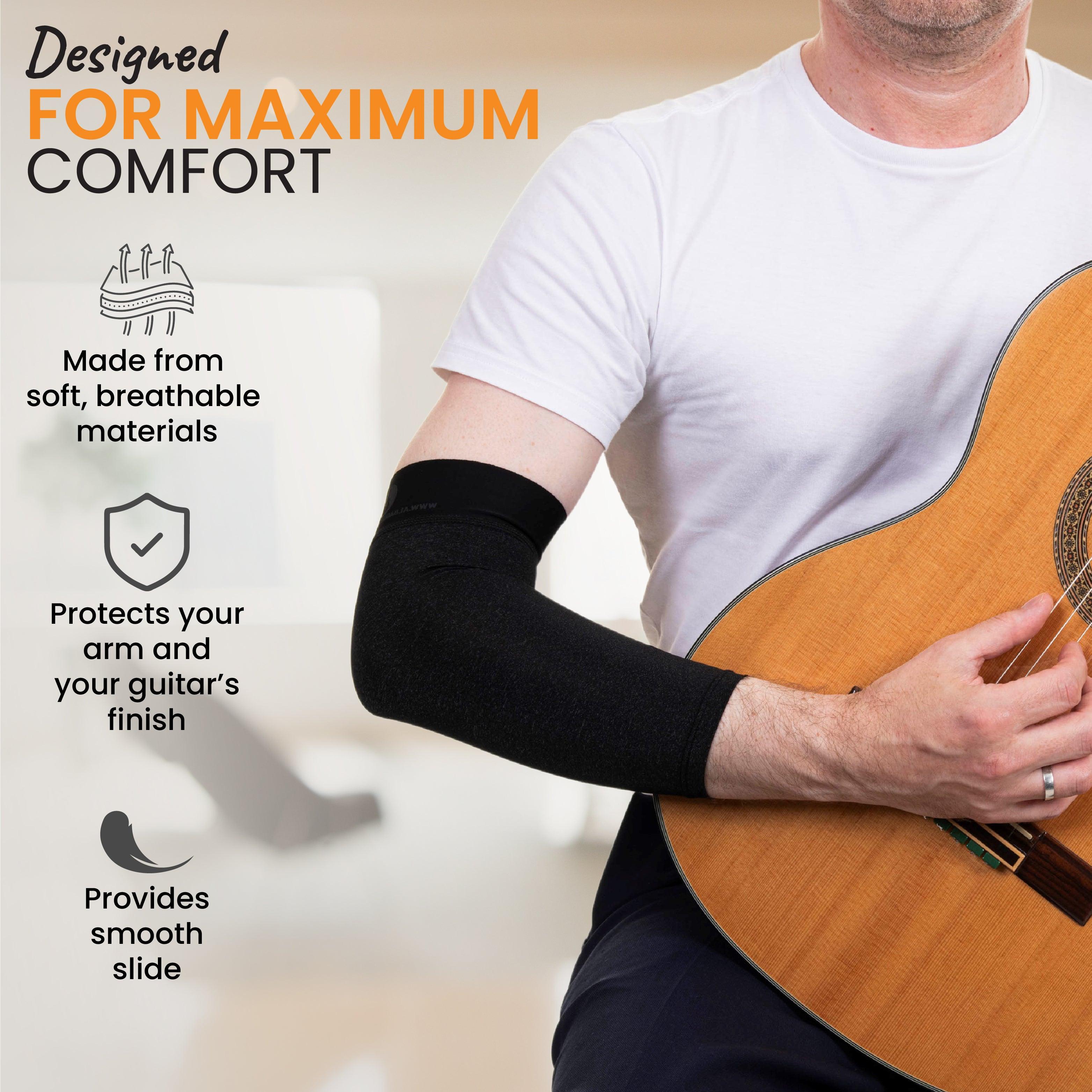 Alba Guitar Beads Grey Short Sleeves Size Large - Arm protection for Classical and Flamenco guitarists