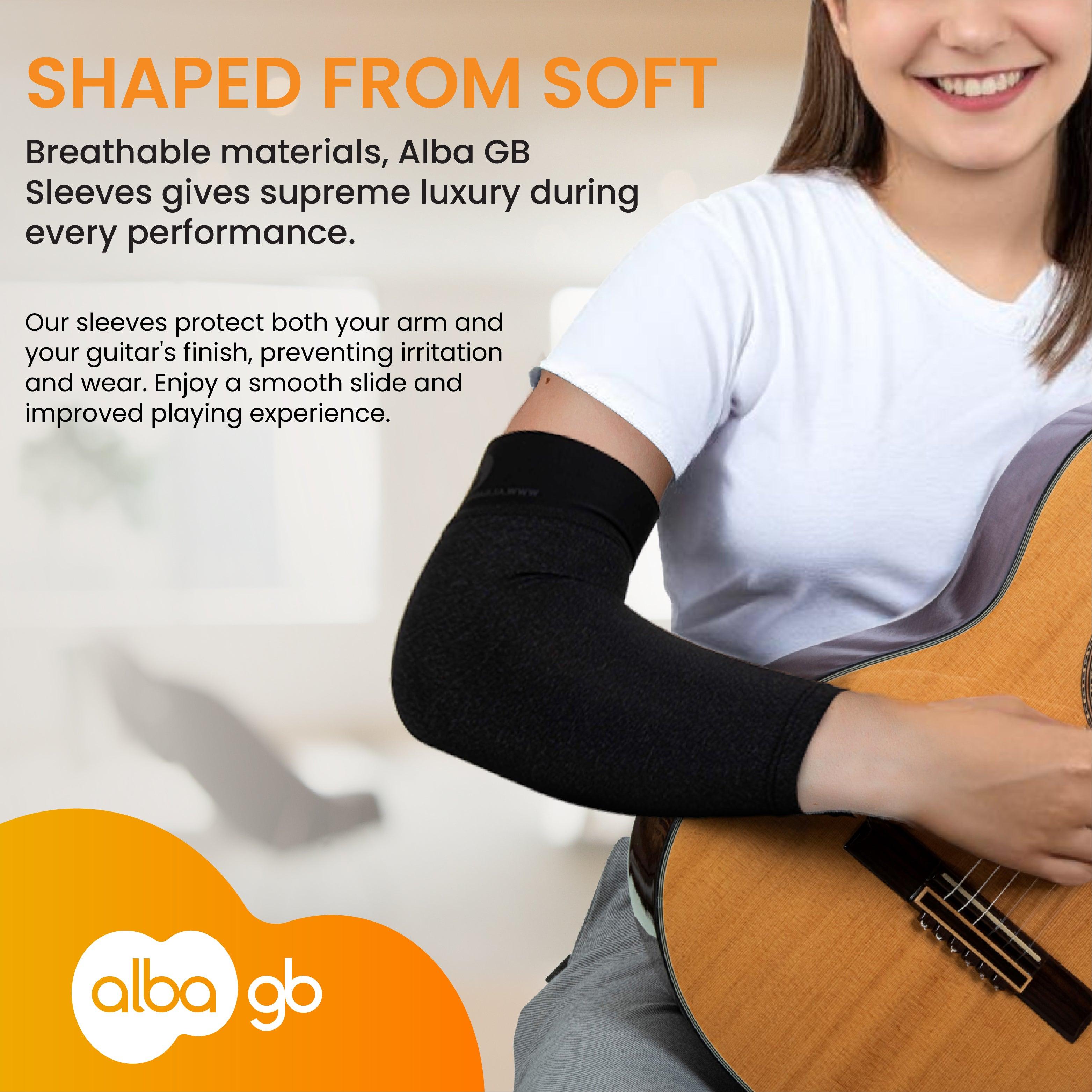 Alba Guitar Beads Grey Short Sleeves Size Large - Arm protection for Classical and Flamenco guitarists