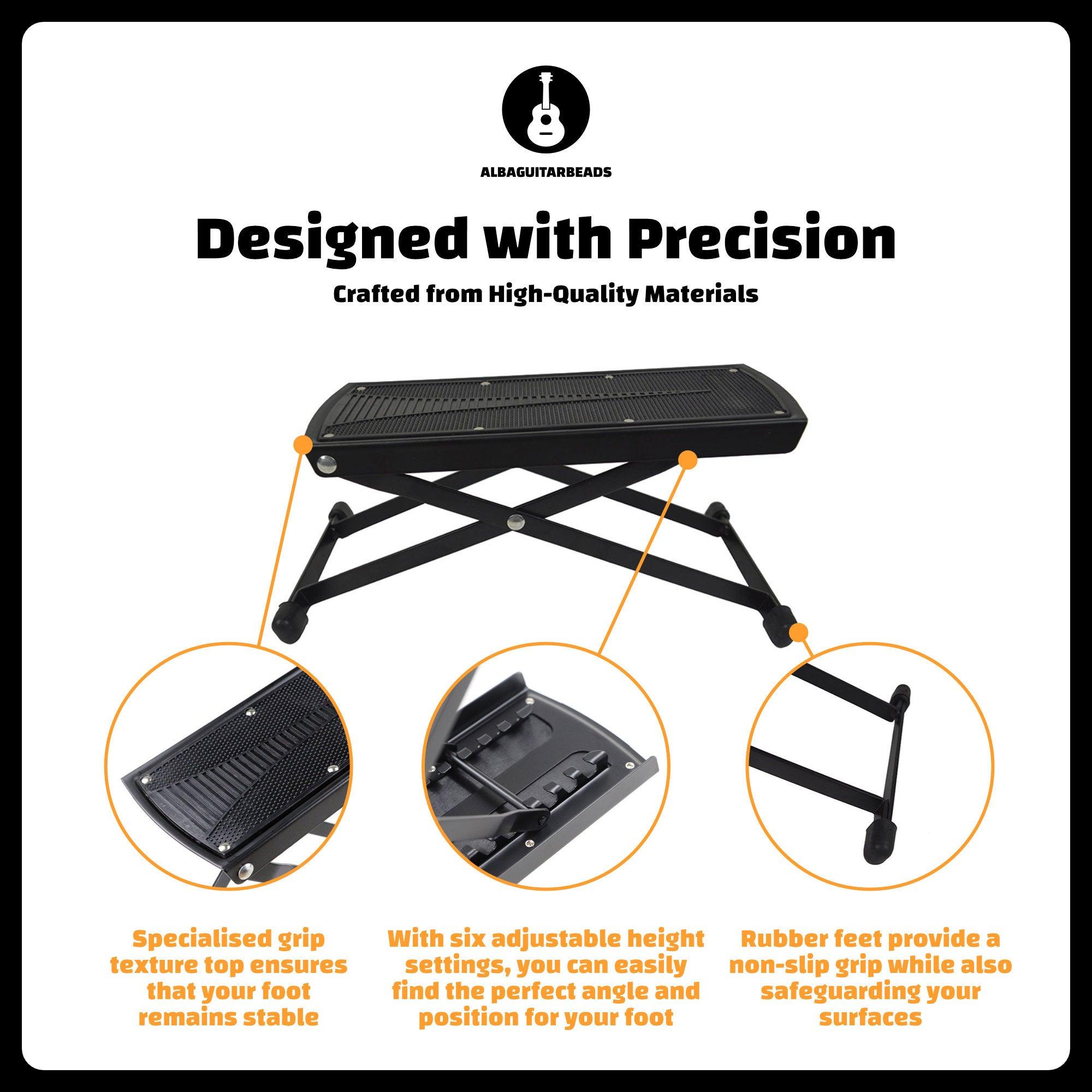 Alba Guitar Beads 6 Stage Foot Rest, Foot Stool for Classical guitar and for Flamenco guitar