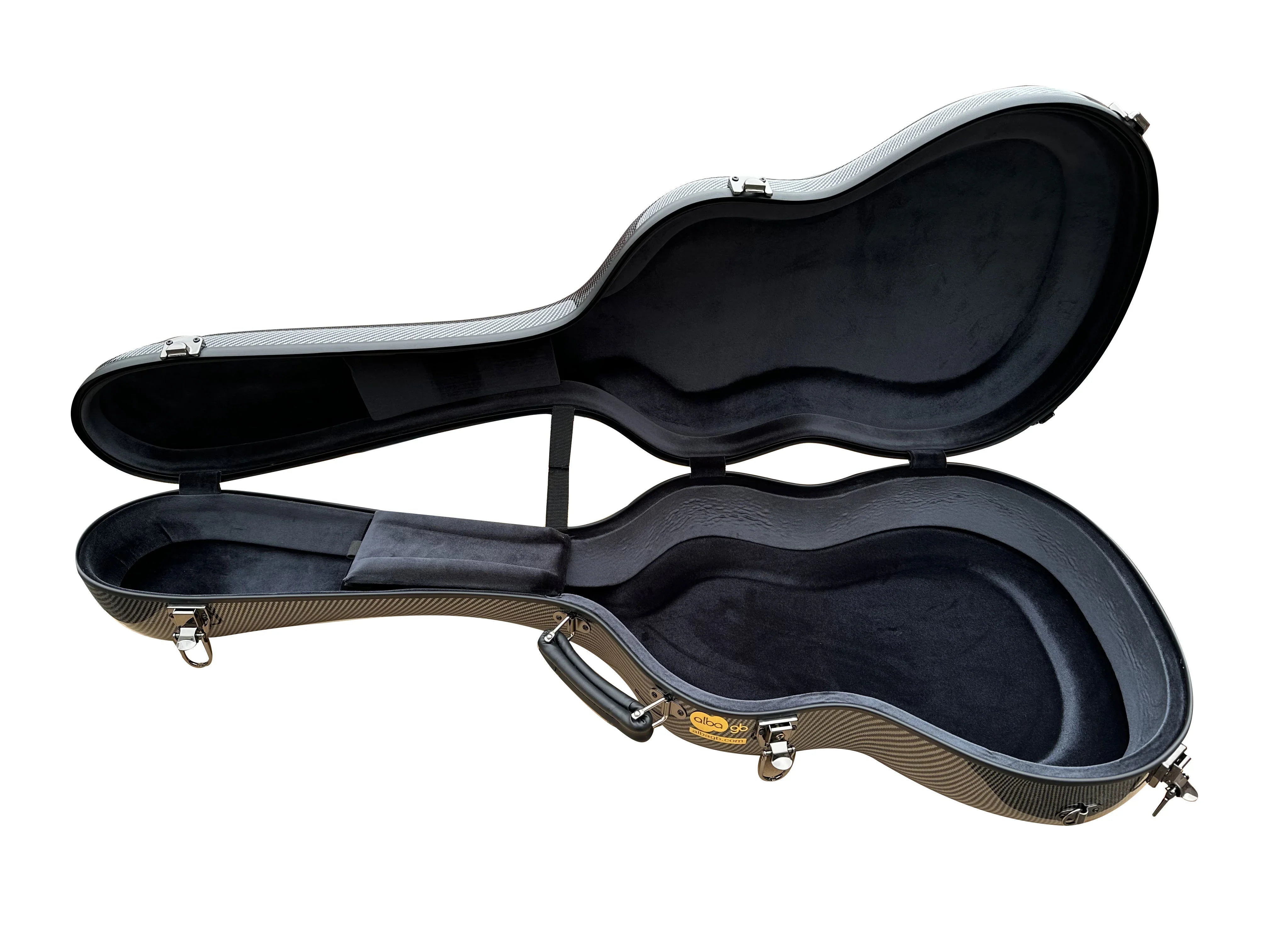 Fiber Glass Alba Guitar Case Black Gloss with Carbon Pattern for Classical Guitar Acoustic, Flamenco guitar case