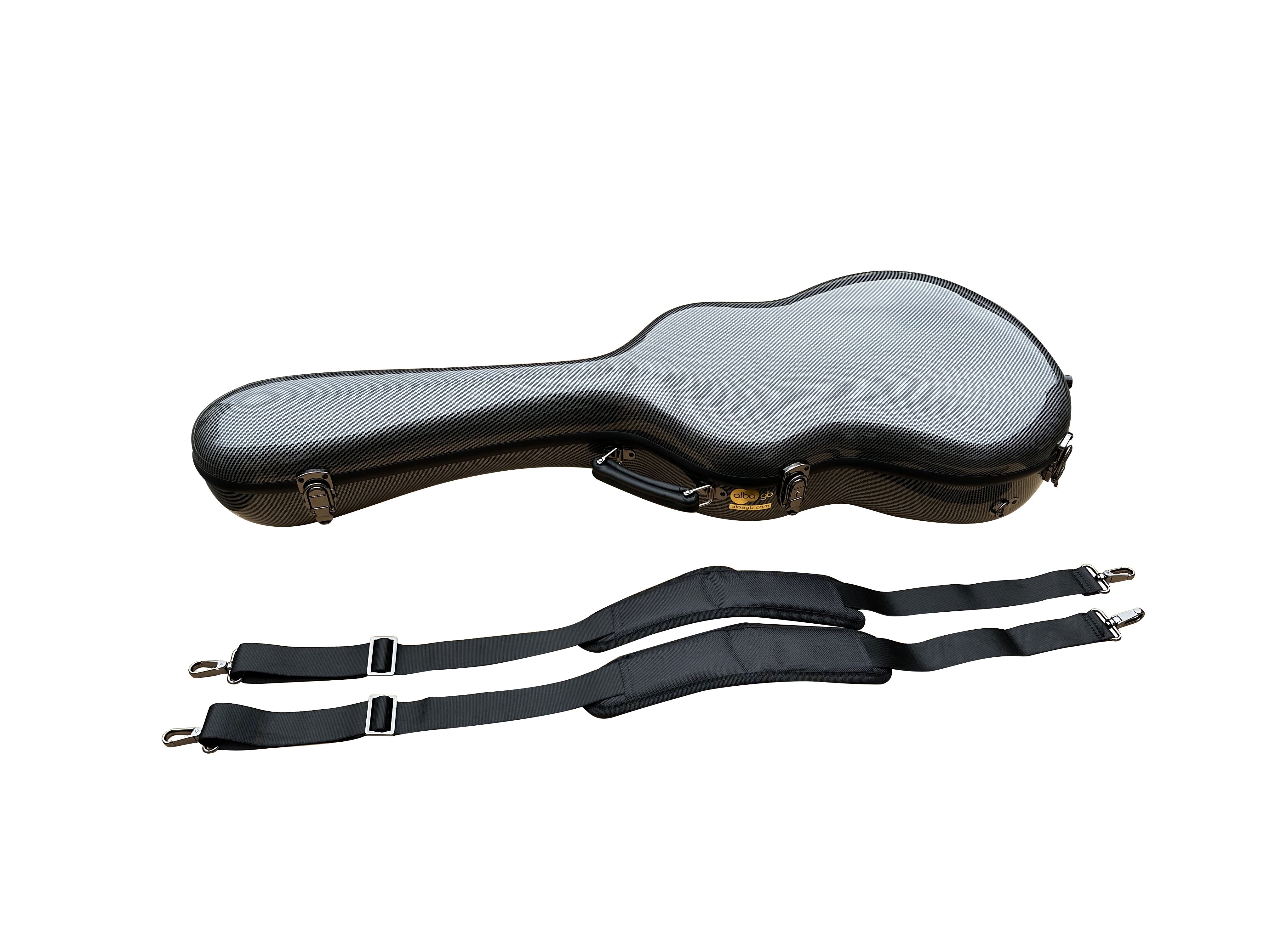 Fiber Glass Alba Guitar Case Black Gloss with Carbon Pattern for Classical Guitar Acoustic, Flamenco guitar case