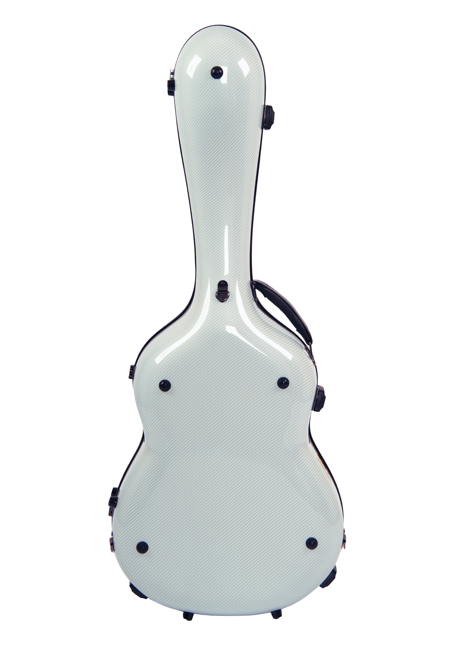 Alba GB Fiber Glass Case White Gloss with Carbon Pattern for Classical Guitar Acoustic, Flamenco guitar case