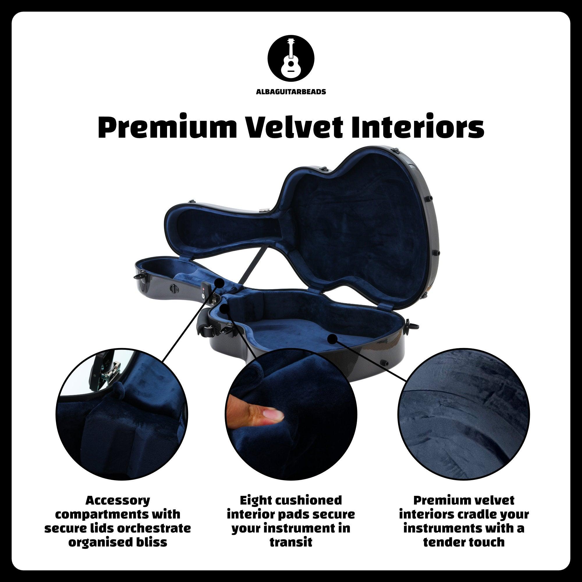 Alba Guitar Beads Case Black Carbon Pattern Gloss for Classical Guitar Acoustic, Flamenco guitar case