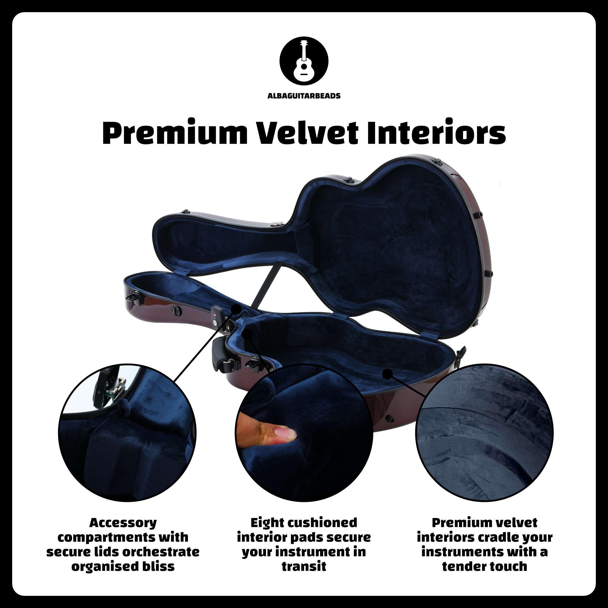 Alba Guitar Beads Case Burgundy Carbon Pattern Gloss for Classical Guitar Acoustic, Flamenco guitar case