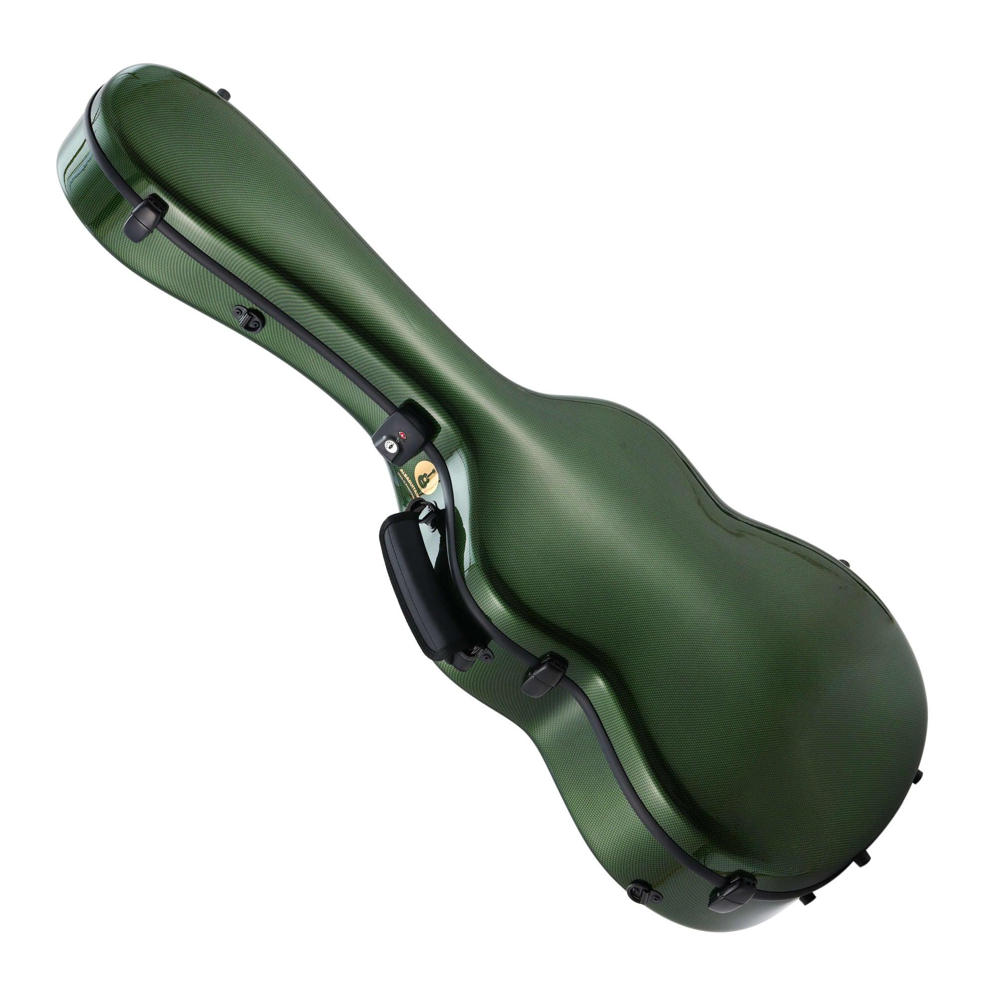 Alba Guitar Beads Case Grüner Carbon-Muster-Glanz für klassische Gitarre, Akustikgitarre, Flamenco-Gitarrenkoffer