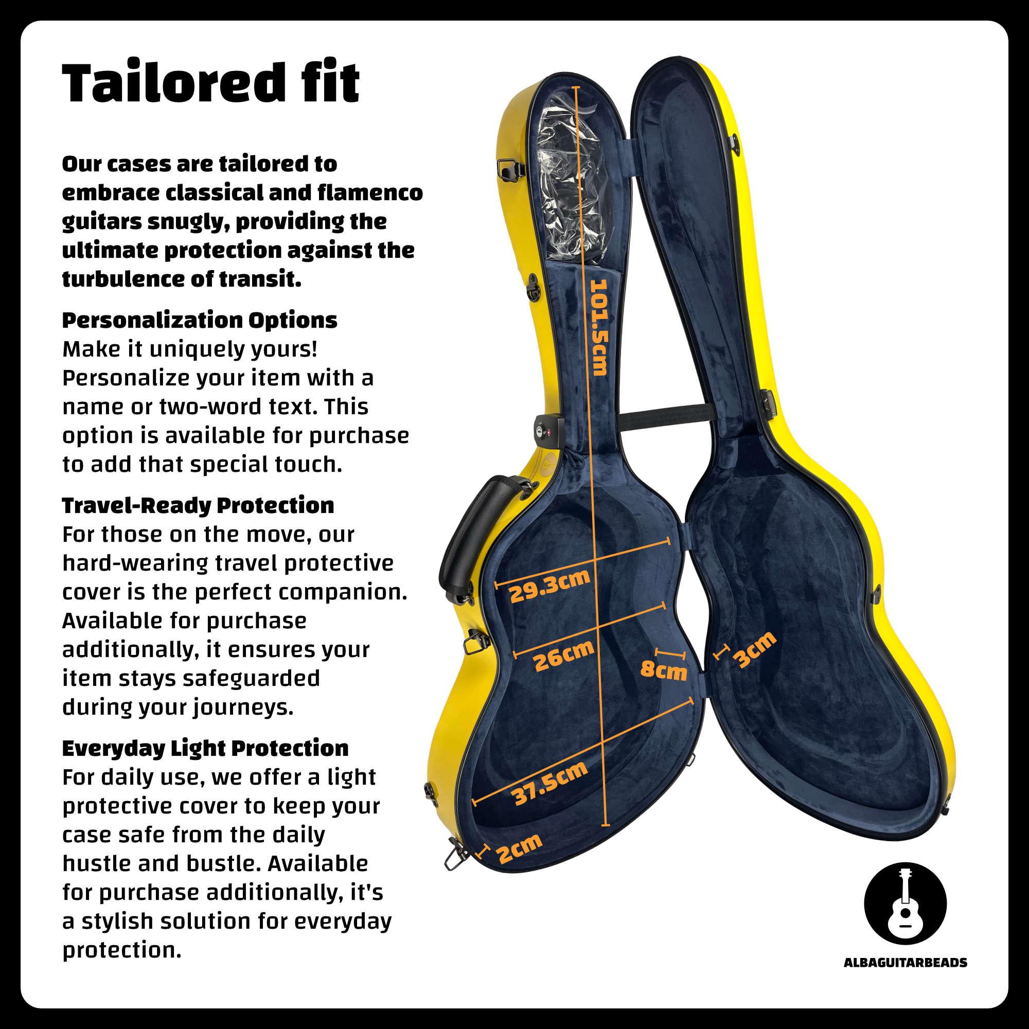Alba Guitar Beads Case Yellow Carbon Pattern Gloss for Classical Guitar Acoustic, Flamenco guitar case