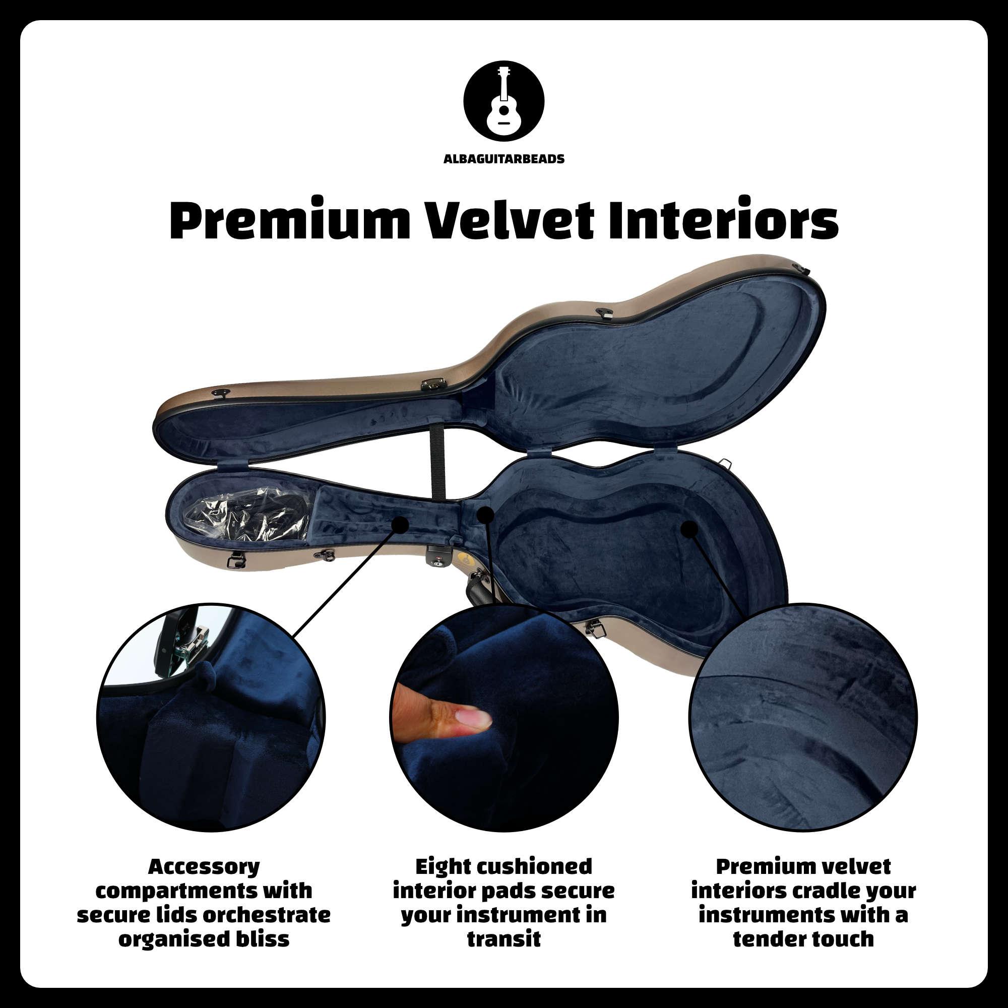 Carbon Alba Guitar Case Champagne Gloss for Classical Guitar Acoustic, Flamenco guitar case