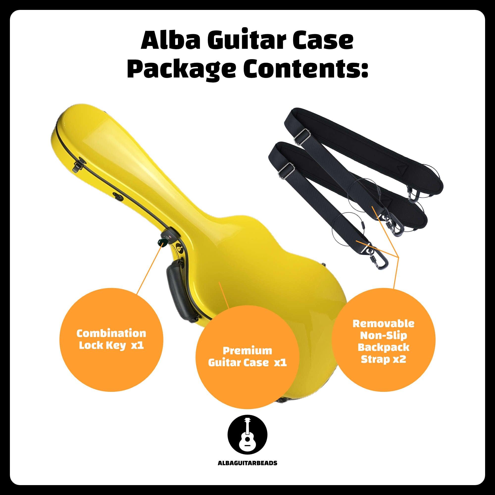 Carbon Alba Guitar Case Yellow Gloss for Classical Guitar Acoustic, Flamenco guitar case