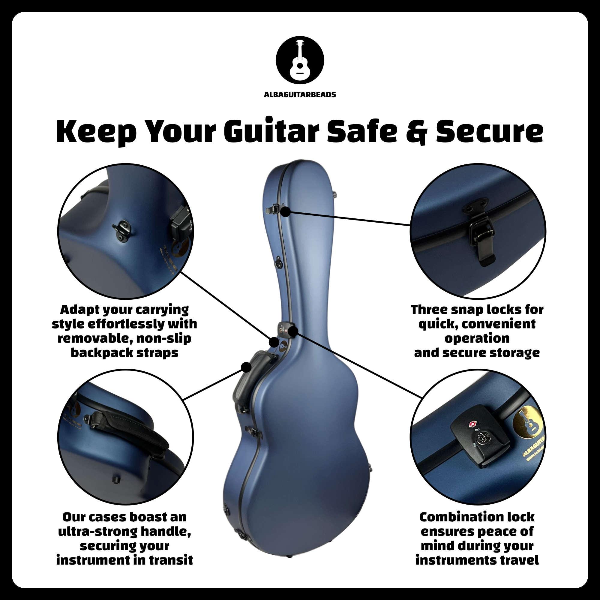 Carbon Alba Guitar Case Blue Matte for Classical Guitar Acoustic, Flamenco guitar case