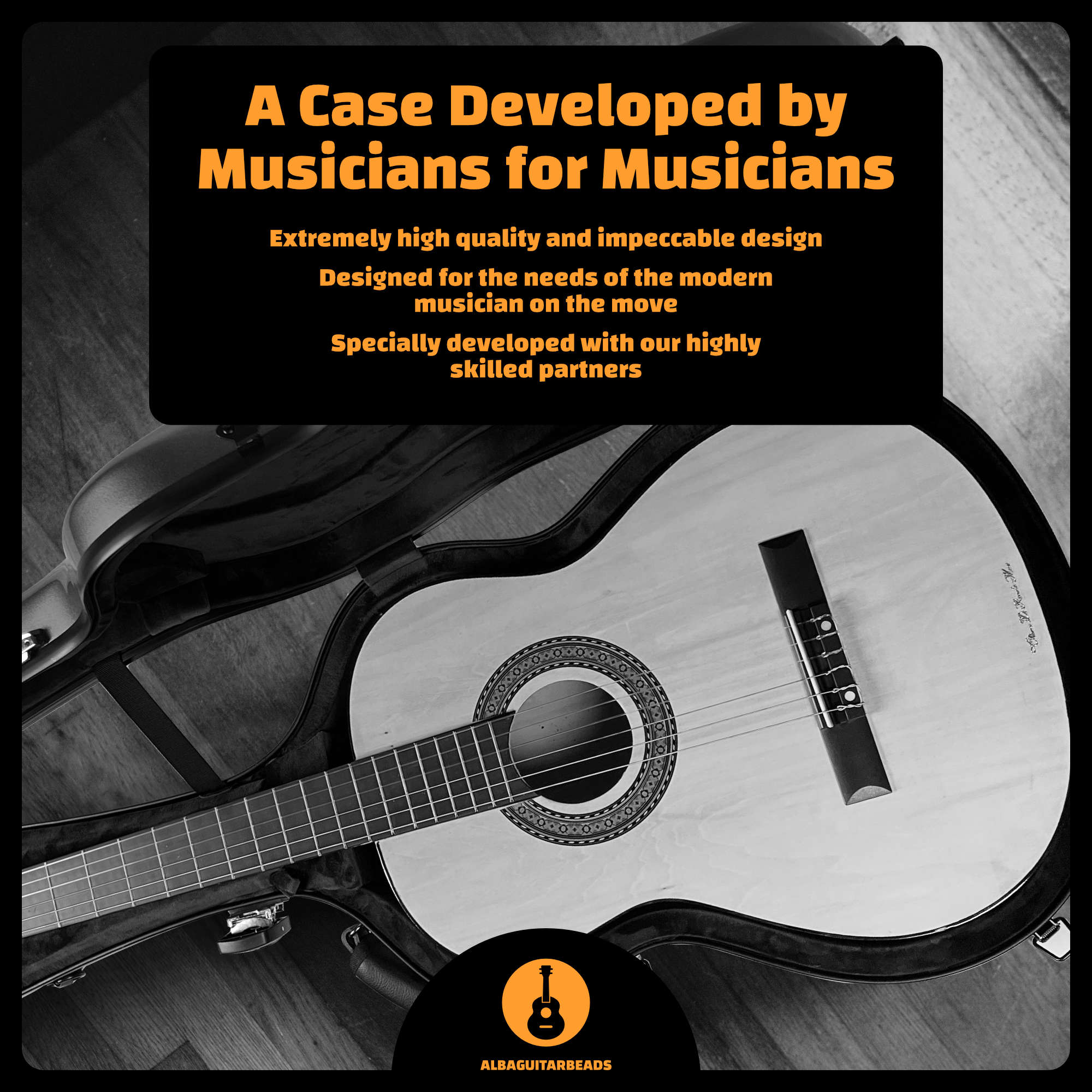 Carbon Alba Guitar Case Champagne Matte for Classical Guitar Acoustic, Flamenco guitar case
