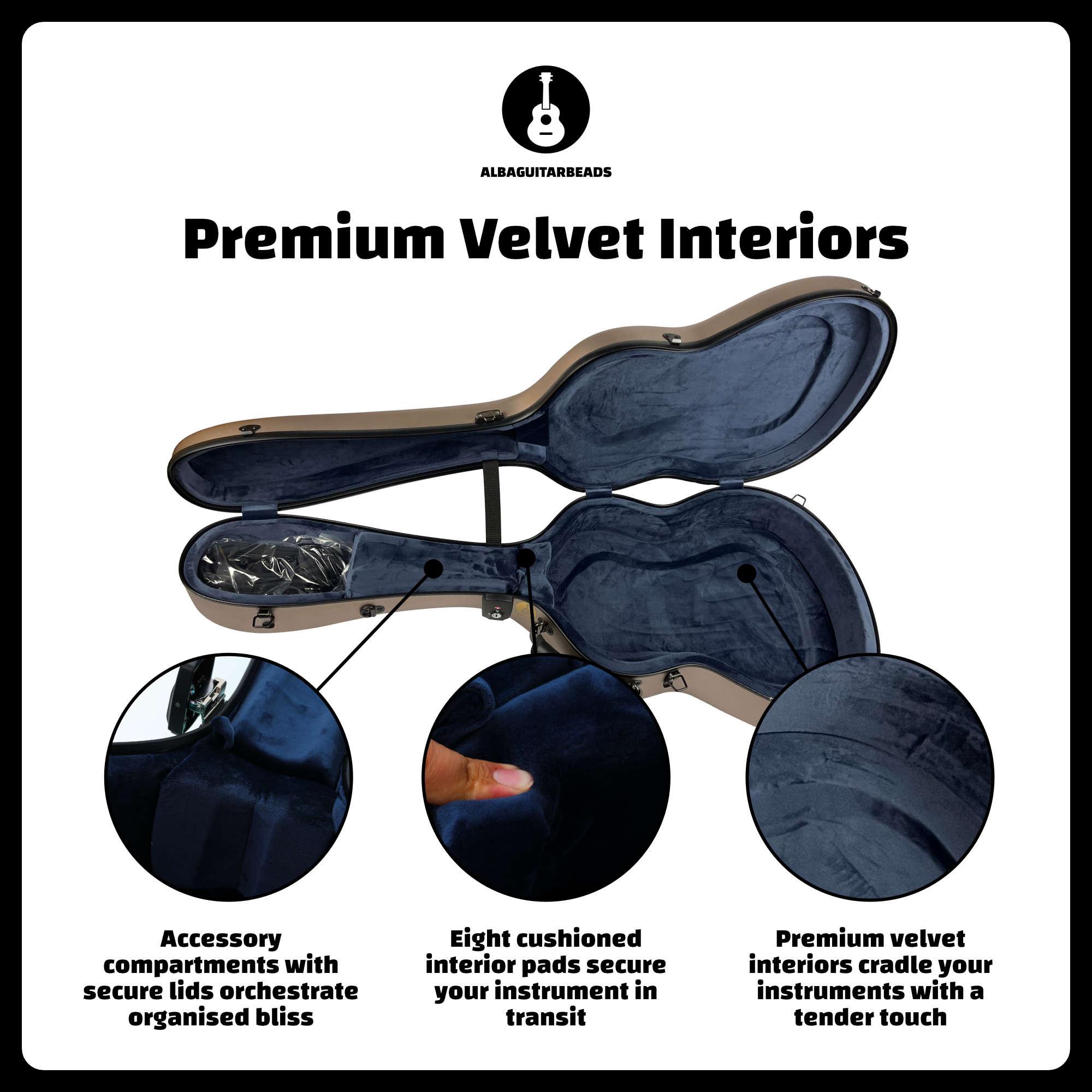 Custodia champagne opaca in carbonio per chitarra classica acustica, chitarra flamenco