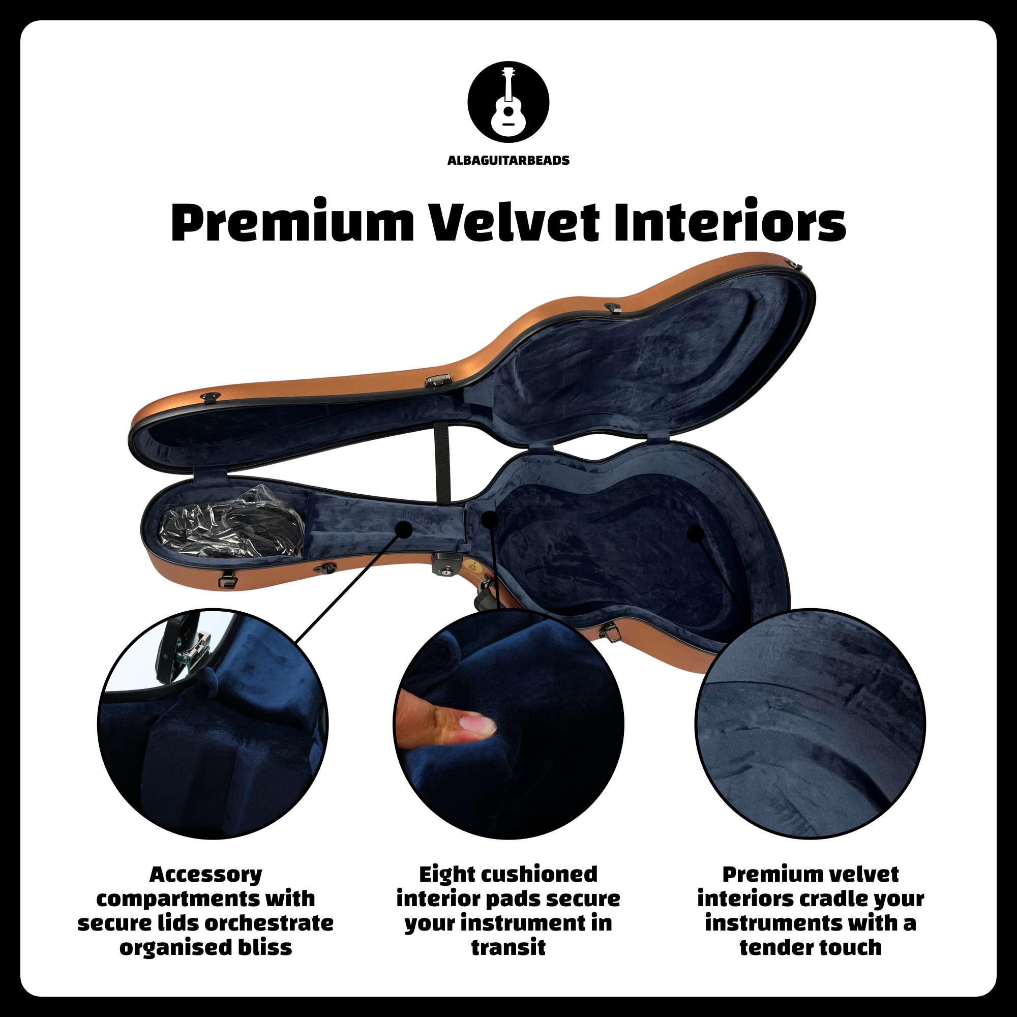 Carbon Alba Guitar Case Gold Matte for Classical Guitar Acoustic, Flamenco guitar case