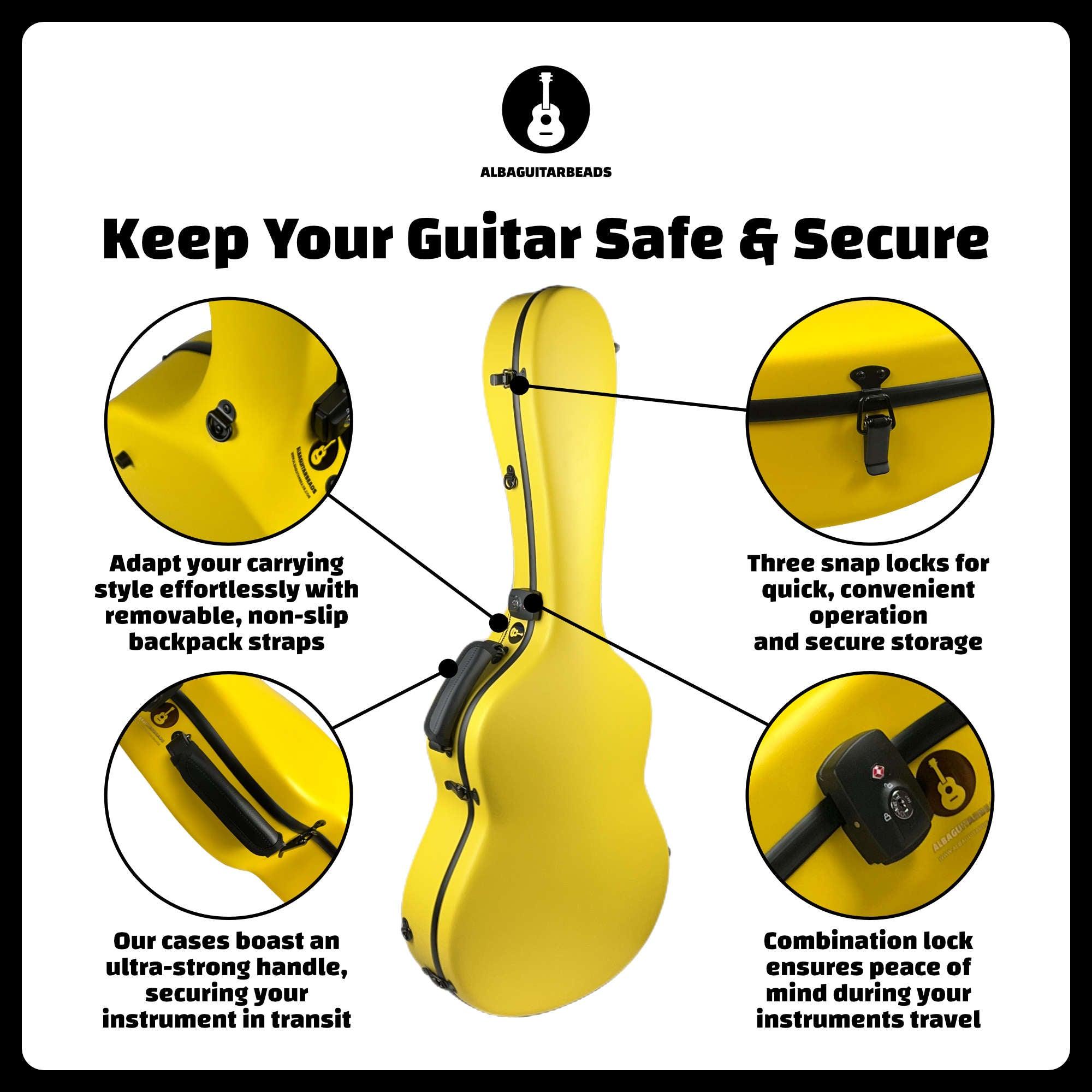 Carbon Alba Guitar Case Yellow Matte for Classical Guitar Acoustic, Flamenco guitar case