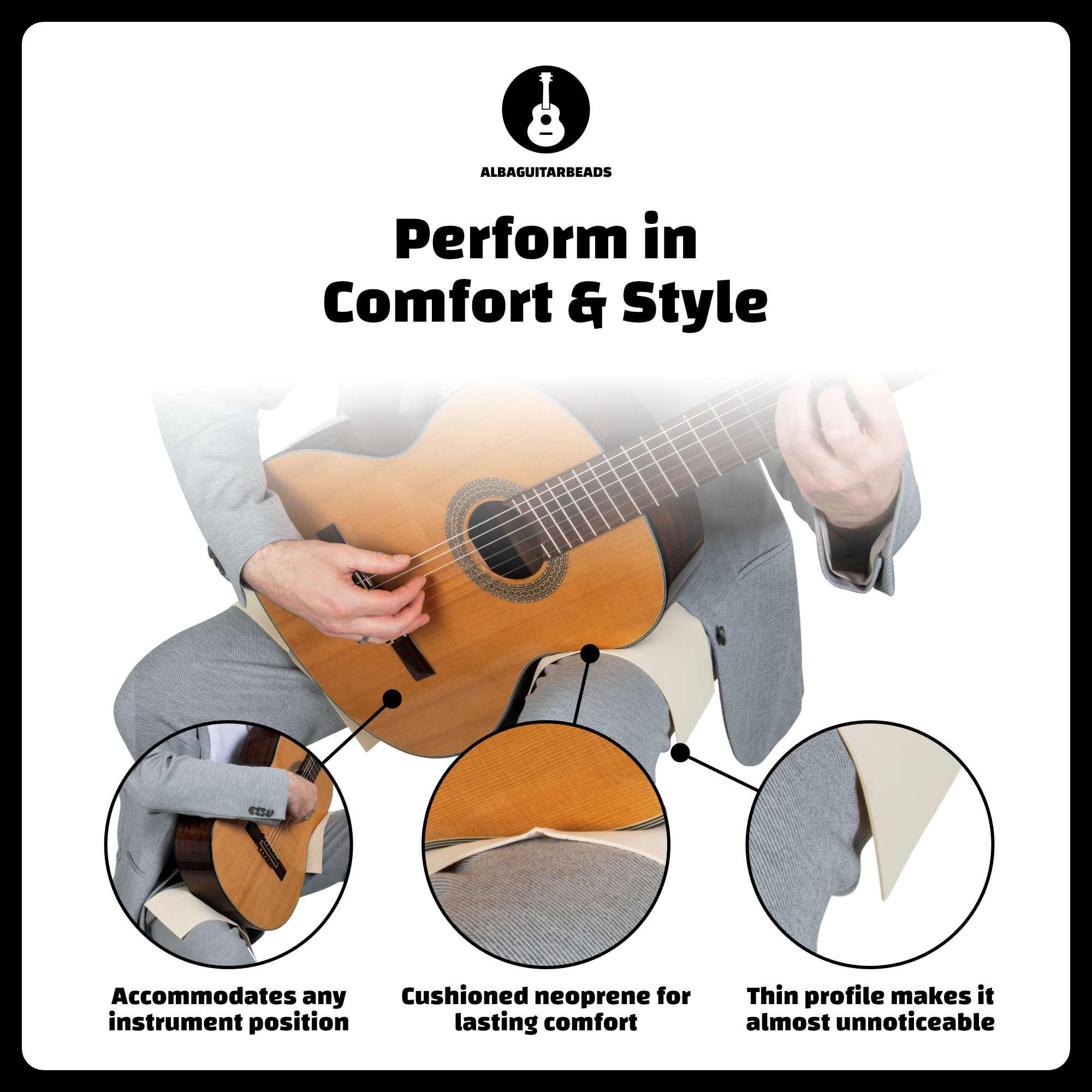 ALBA GUITAR BEADS GRASP – ANTI-SLIP BAND NEOPRENE BAND FOR CLASSICAL GUITAR, NON-SLIP, SIZE LARGE, BEIGE