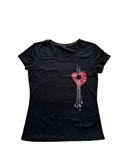 Alba Guitar Beads Brand Hearts T-shirt Ladies Size Small/Medium