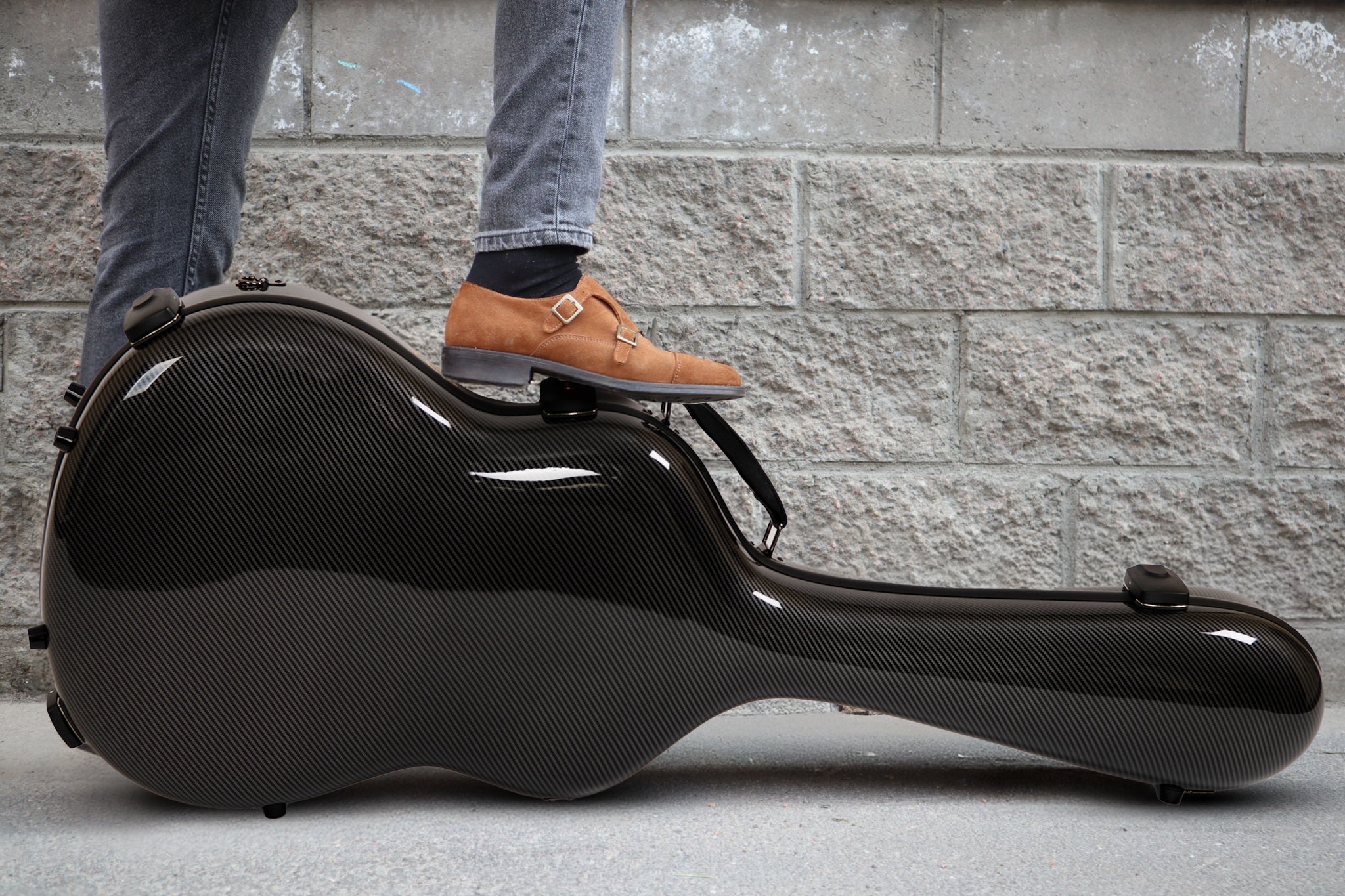 Glasfaser-Gitarrenkoffer für klassische Gitarre, Flamenco-Gitarre, Black Gloss