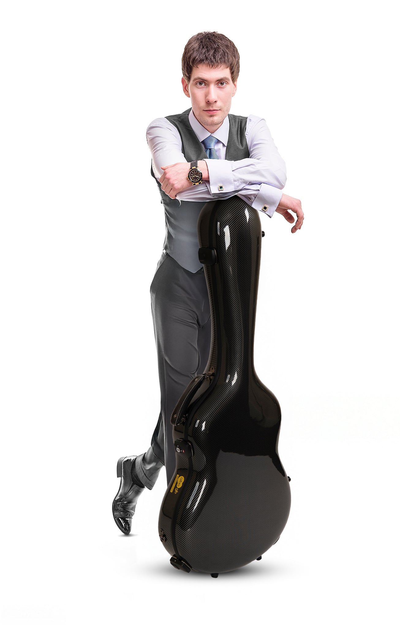 Custodia in fibra di vetro Alba GB nera lucida per chitarra classica, acustica e flamenca