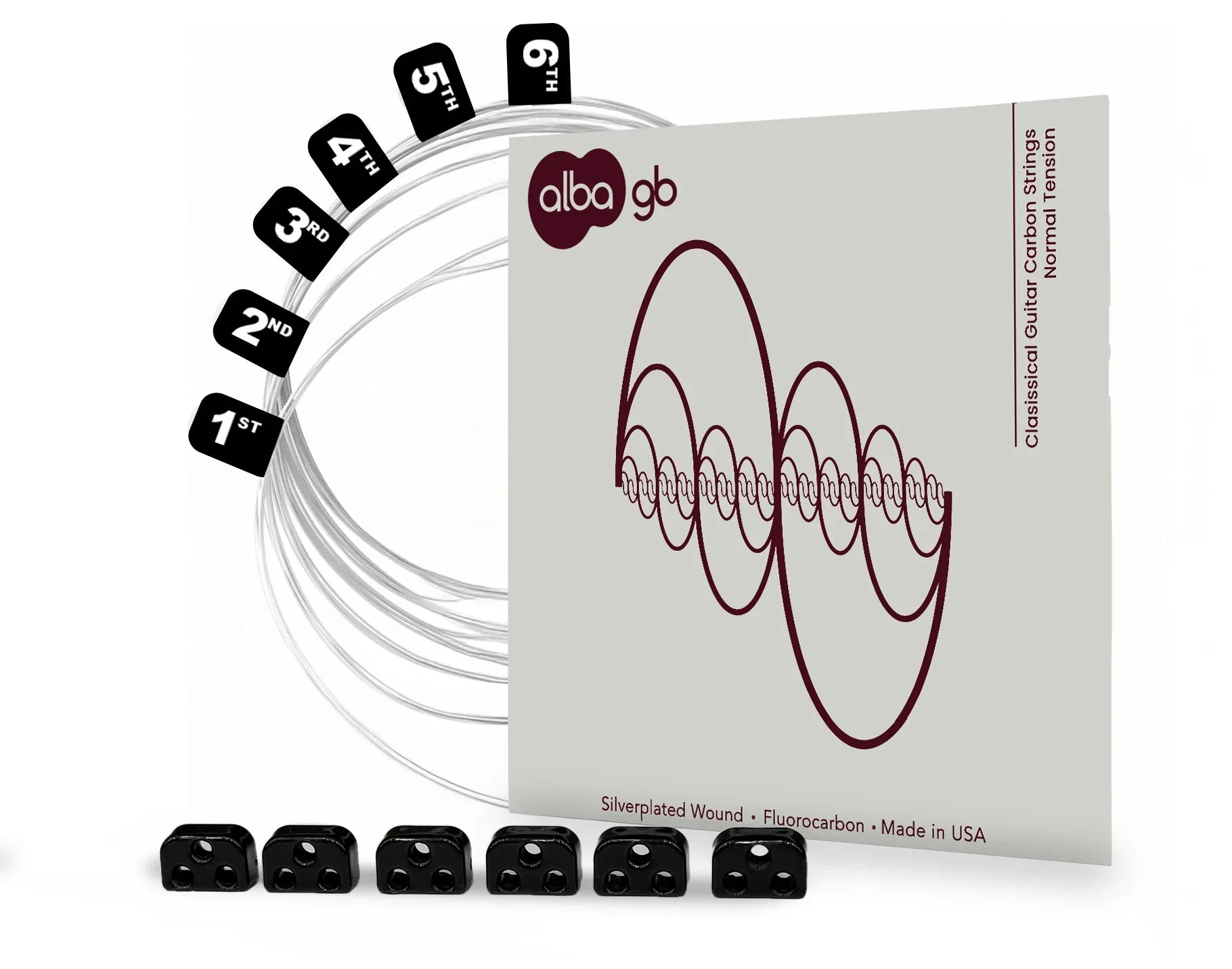 Alba GB - Classical Guitar Carbon Strings - Normal Tension + Black Beads Bundle