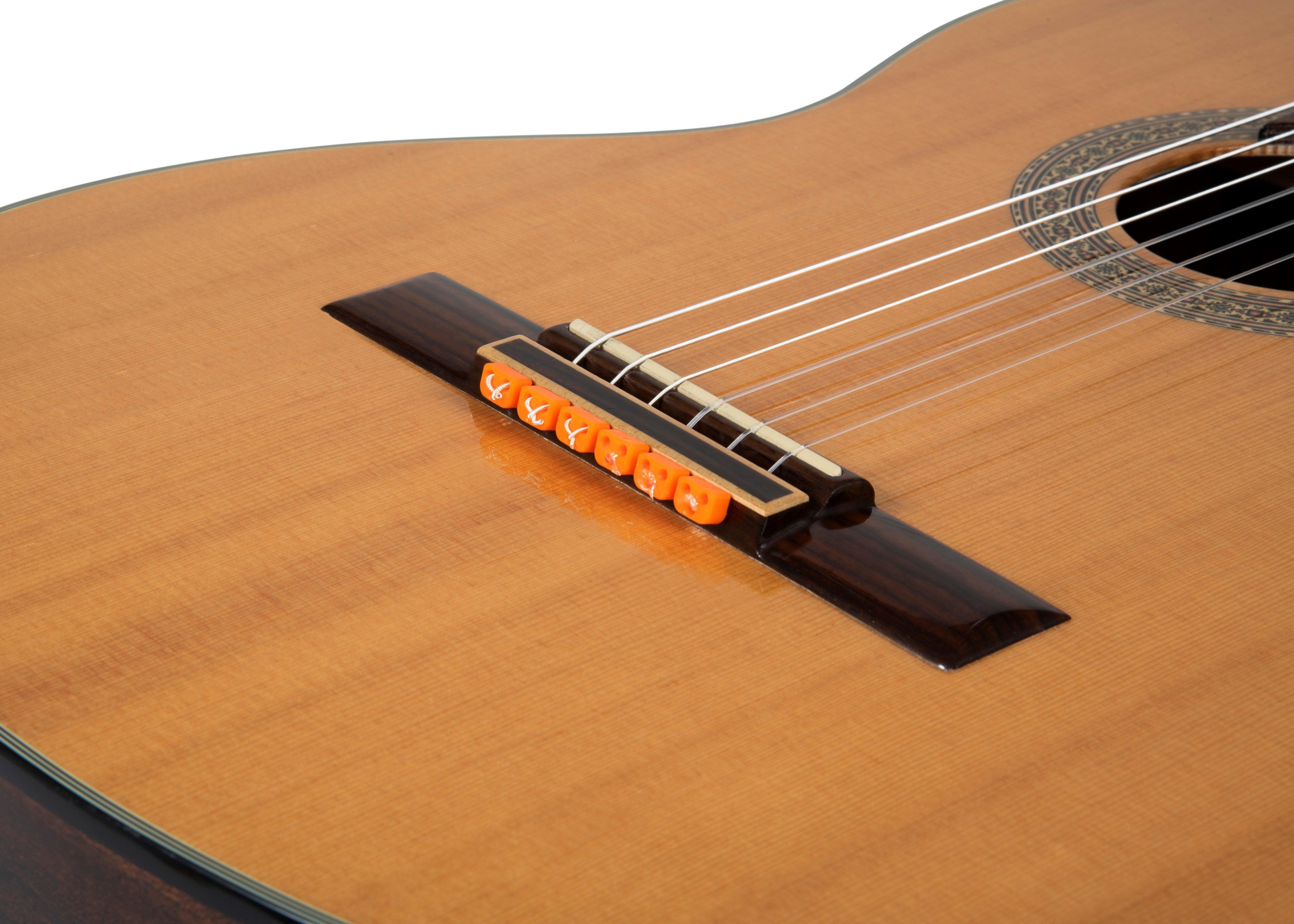 Orange Gloss Classical Flamenco Acoustic Nylon Guitar Bridge Beads String Tie Blocks - mackazie