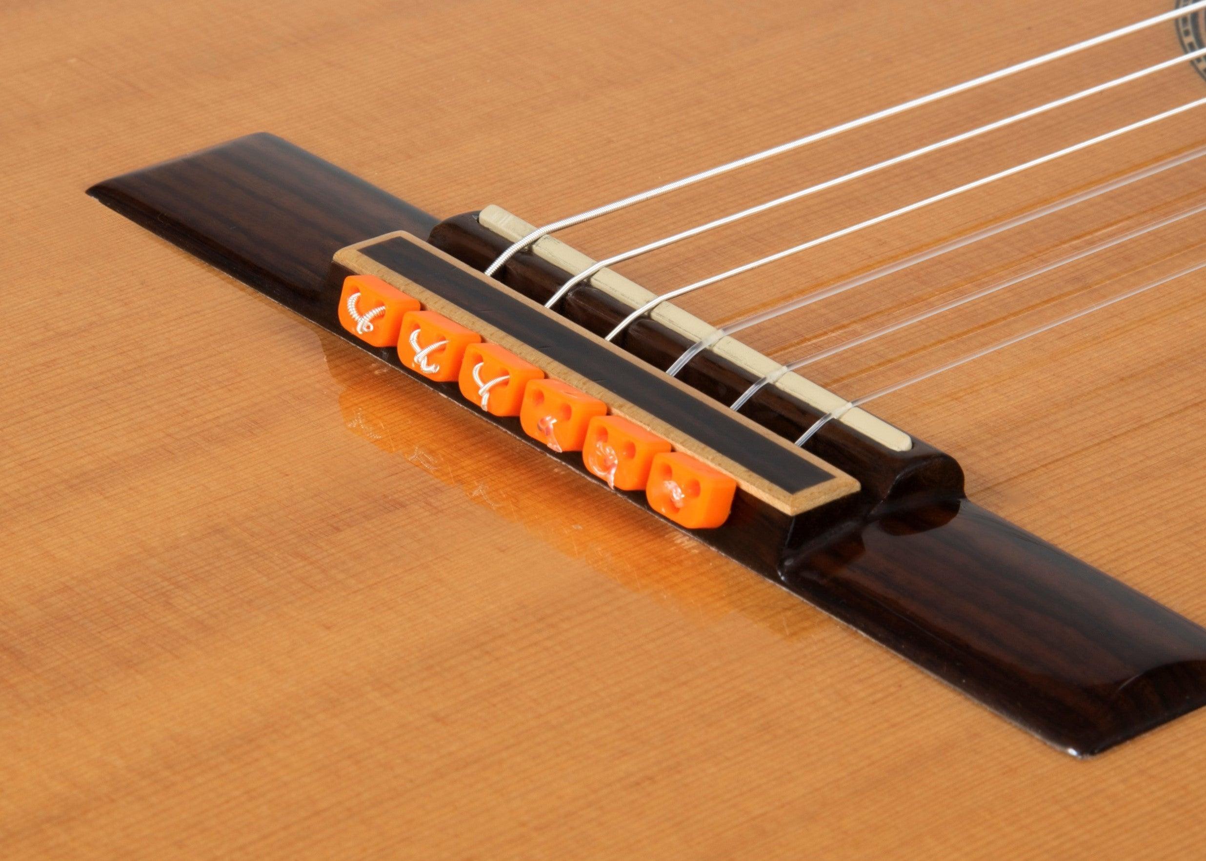 Orange Gloss Classical Flamenco Acoustic Nylon Guitar Bridge Beads String Tie Blocks - mackazie