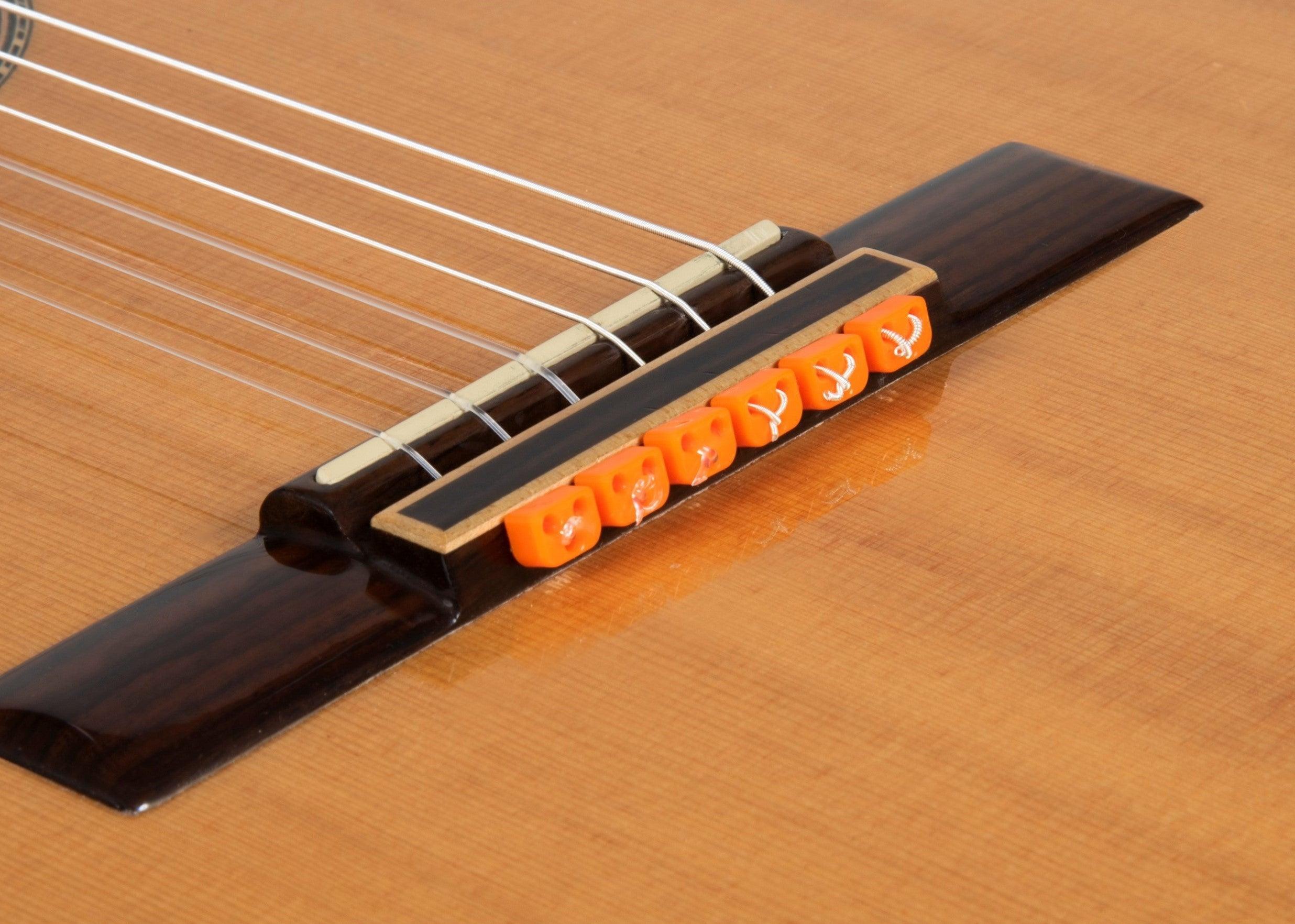 Orange Gloss Classical Flamenco Acoustic Nylon Guitar Bridge Beads String Tie Blocks - mackazie