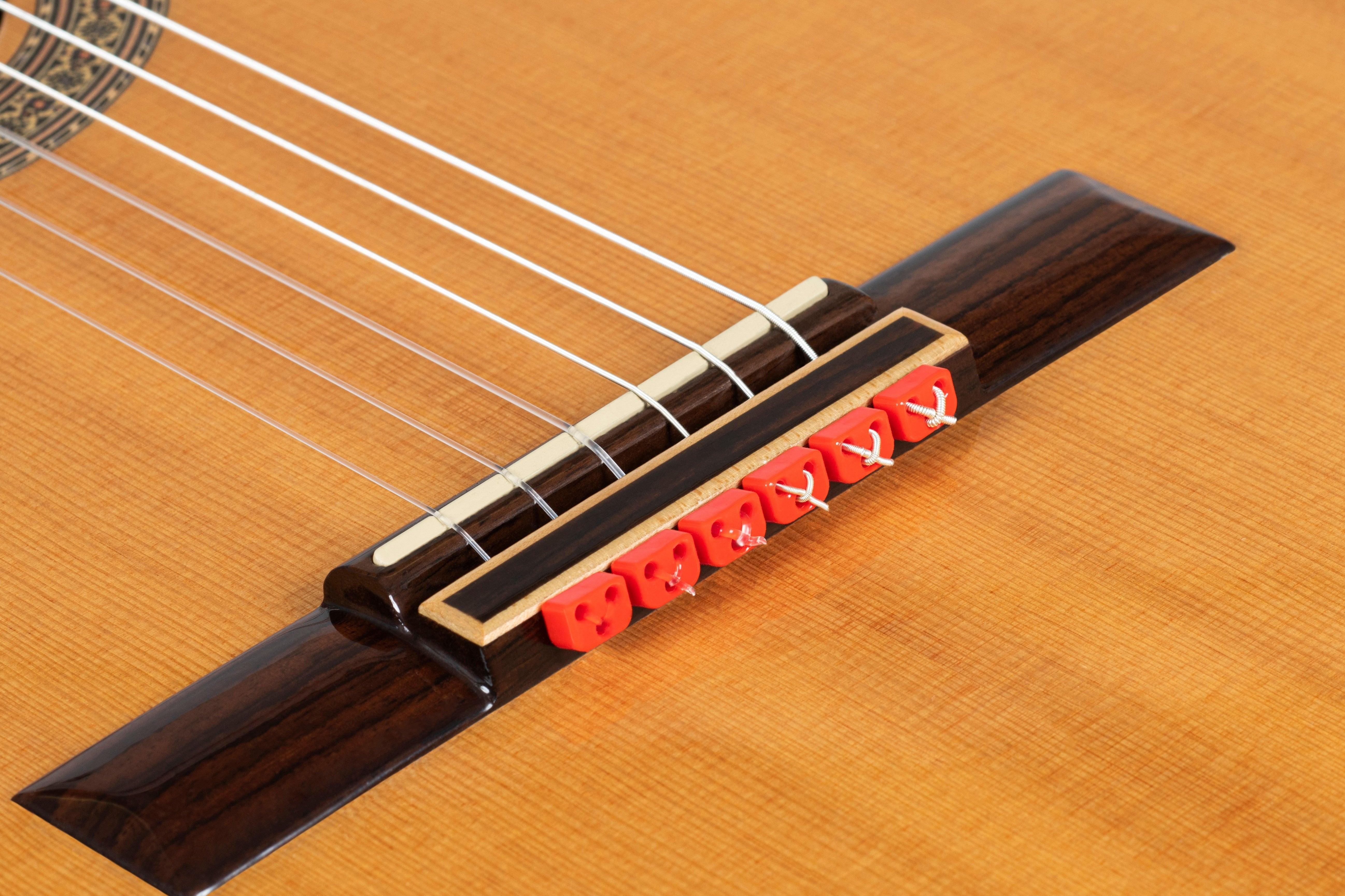 Red Gloss Classical Flamenco Acoustic Nylon Guitar Bridge Beads String Tie Blocks - mackazie