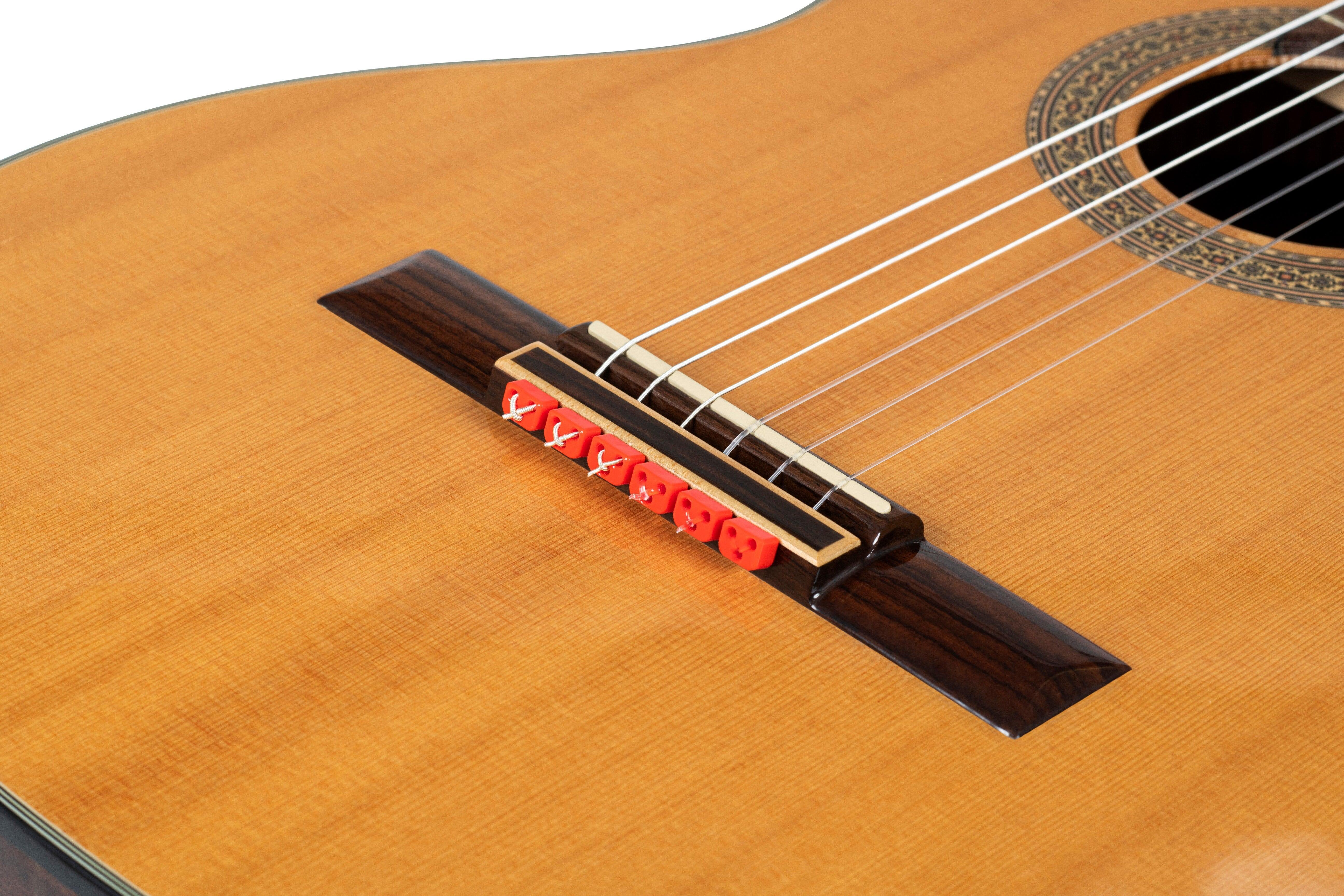 Red Gloss Classical Flamenco Acoustic Nylon Guitar Bridge Beads String Tie Blocks - mackazie