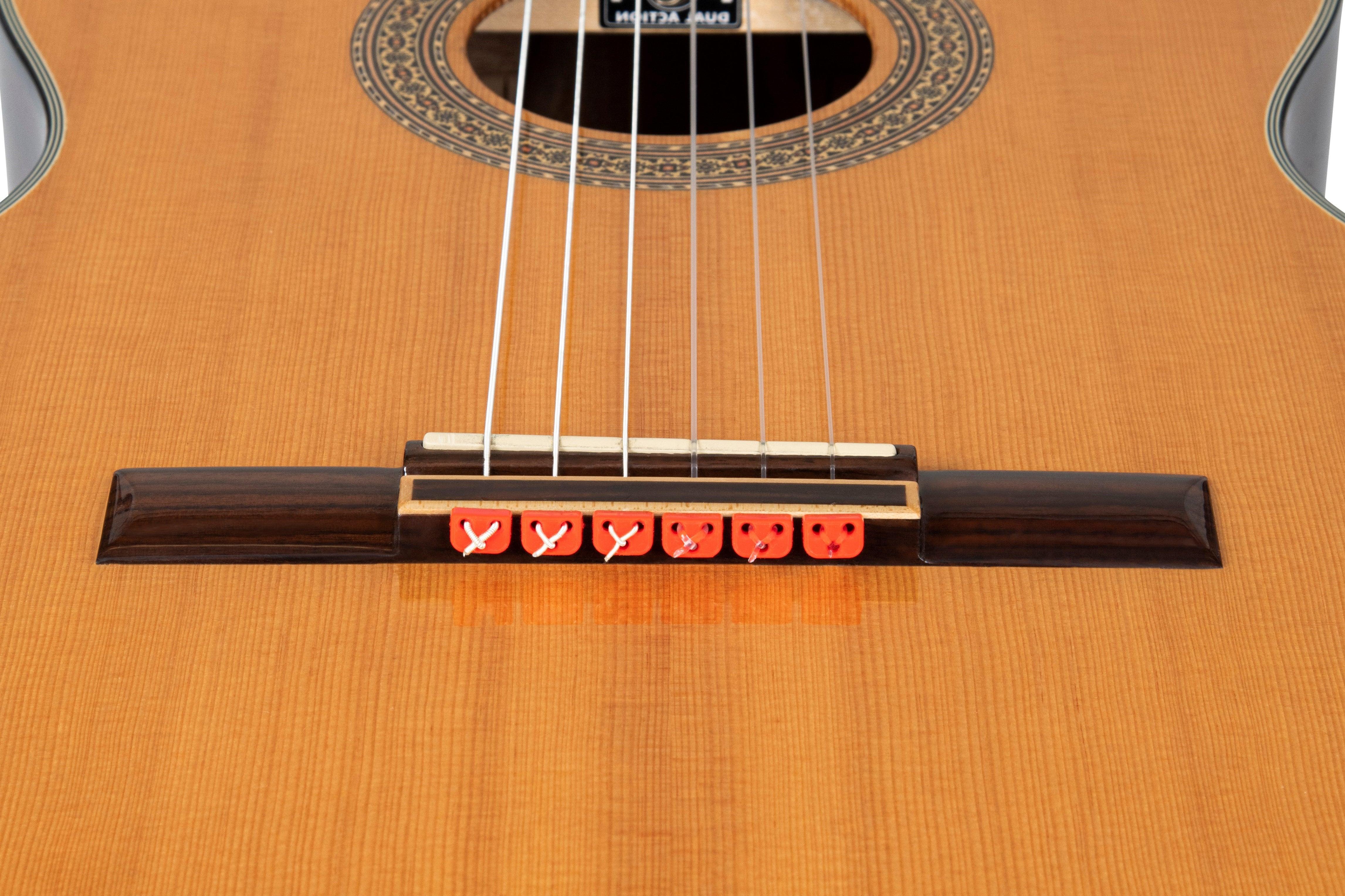 Red Gloss Classical Flamenco Acoustic Nylon Guitar Bridge Beads String Tie Blocks - mackazie