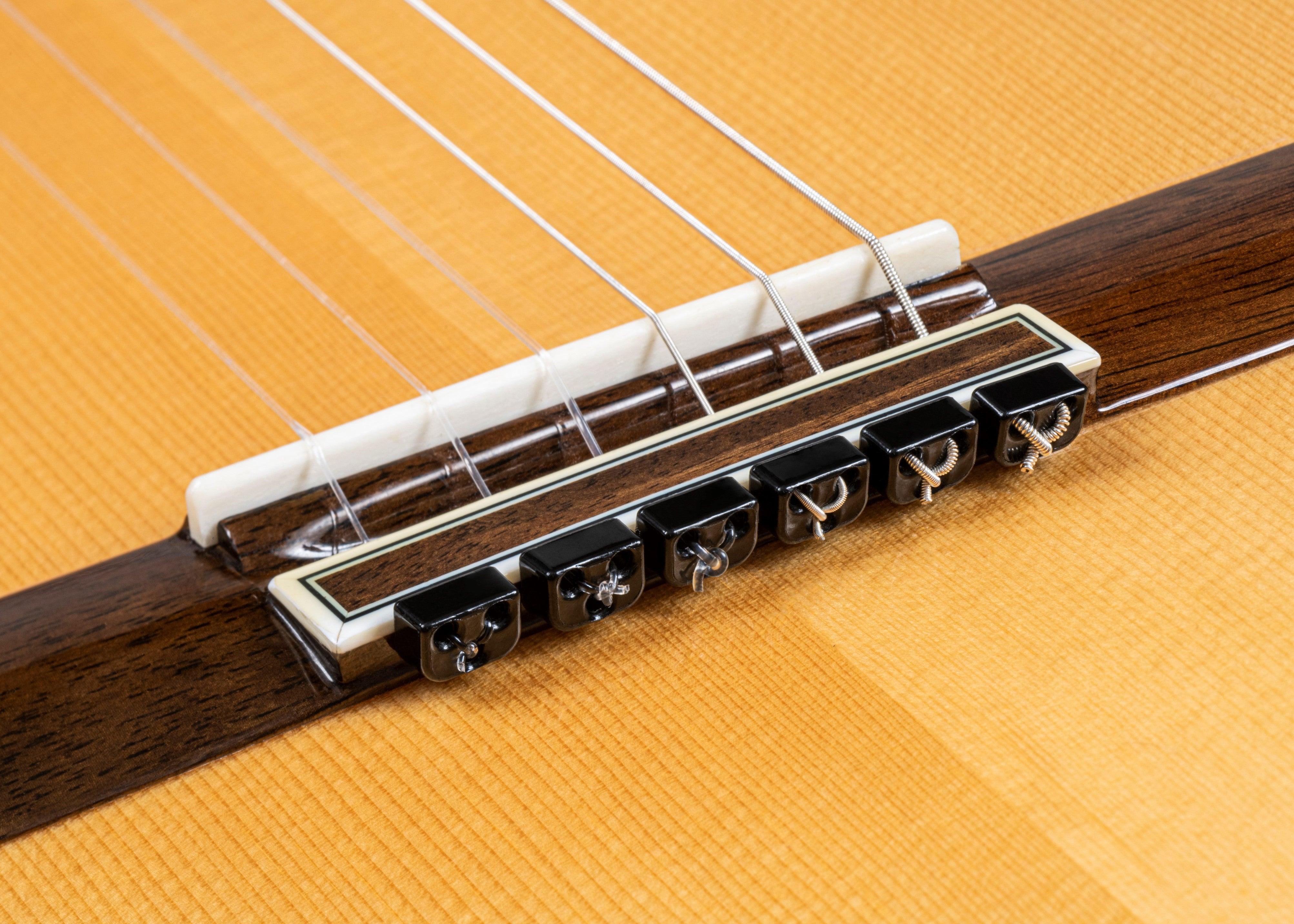 Black Gloss Classical Flamenco Acoustic Nylon Guitar Bridge Beads String Tie Blocks - mackazie