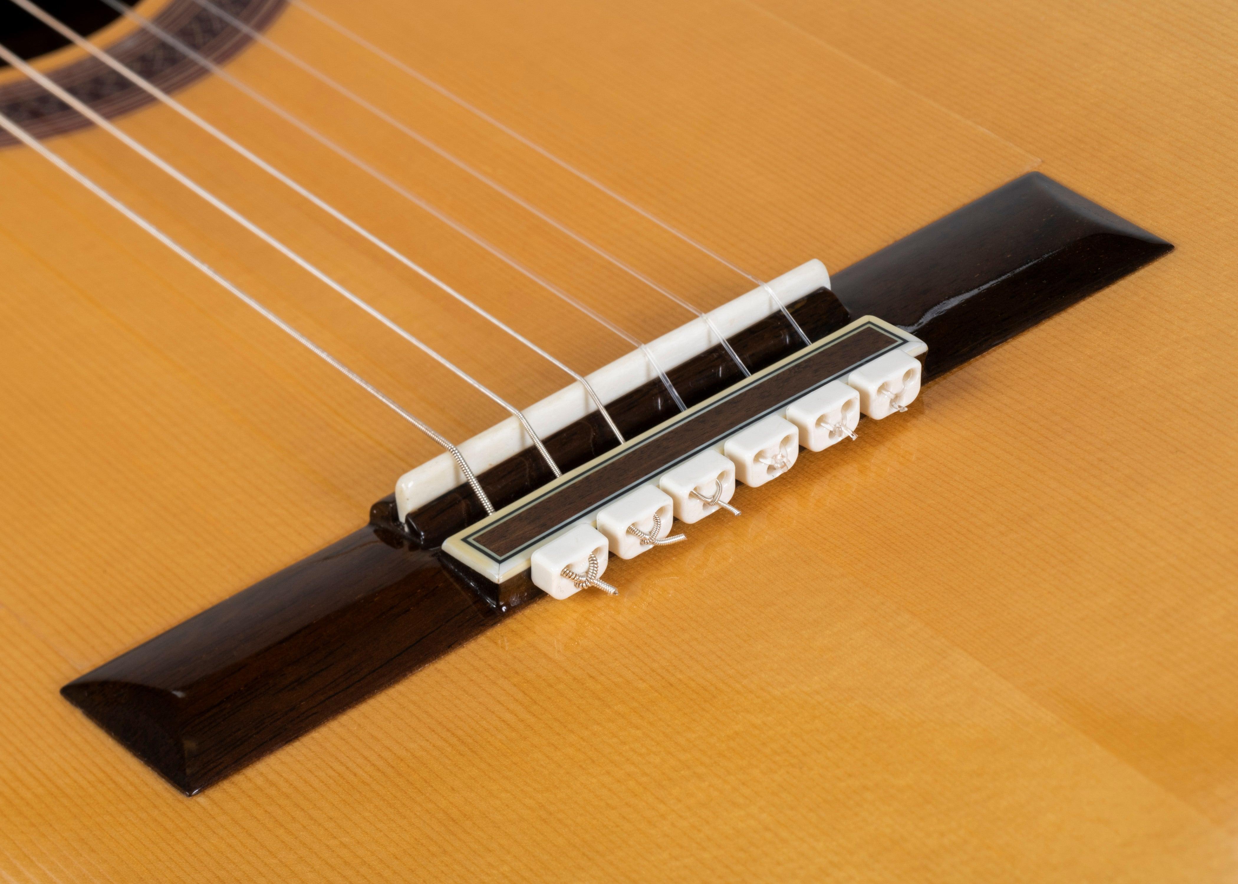 White Gloss Classical Flamenco Acoustic Nylon Guitar Bridge Beads String Tie Blocks - mackazie