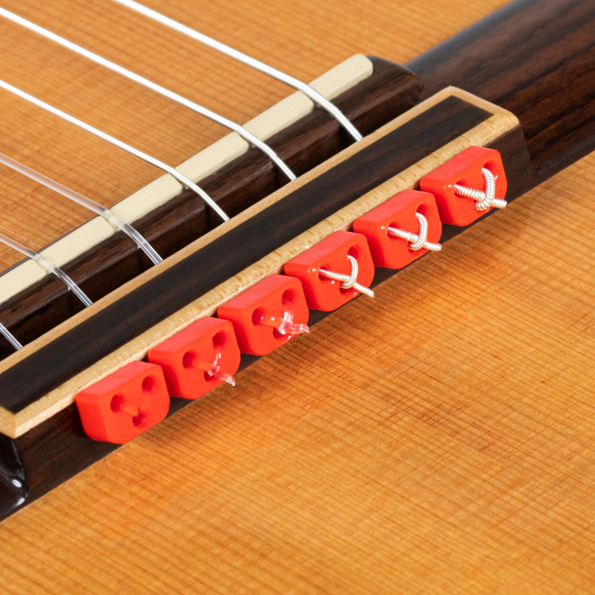 Red Gloss Classical Flamenco Acoustic Nylon Guitar Bridge Beads String Tie Blocks