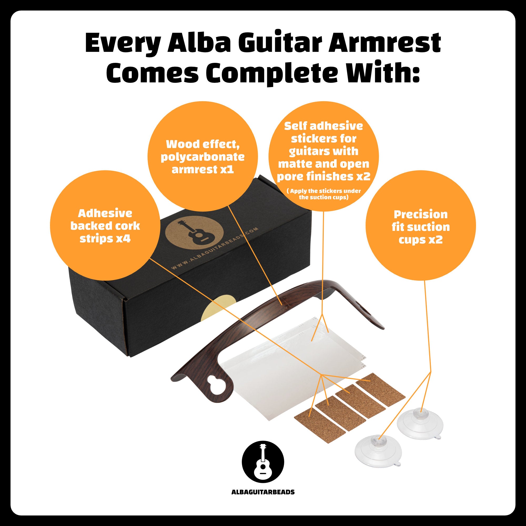 Armlehne für klassische Gitarre, dunkelbraun Akustik, Armlehne für Flamenco-Gitarre Alba Guitar Armrest