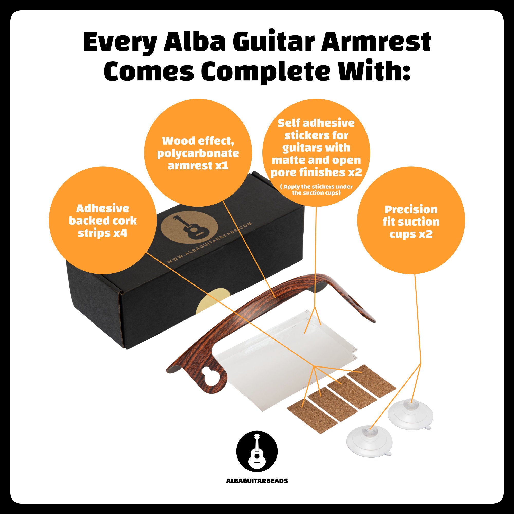 Armlehne für klassische Gitarre, hellbraun Akustik, Armlehne für Flamenco-Gitarre Alba Guitar Armrest