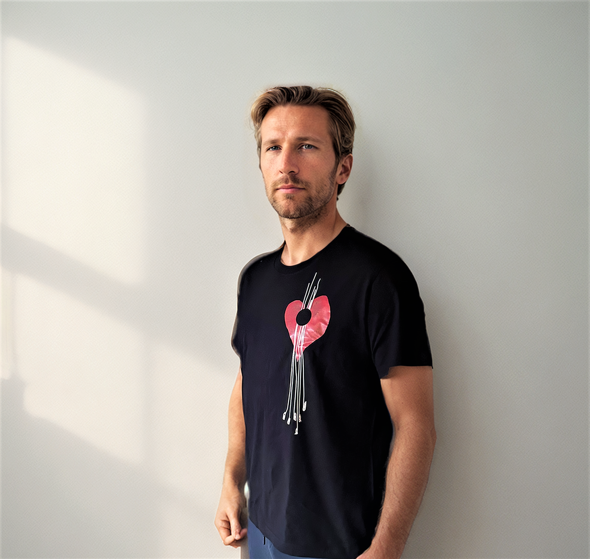 Alba Guitar Beads Marque Coeurs T-shirt Hommes Taille Petit/Moyen