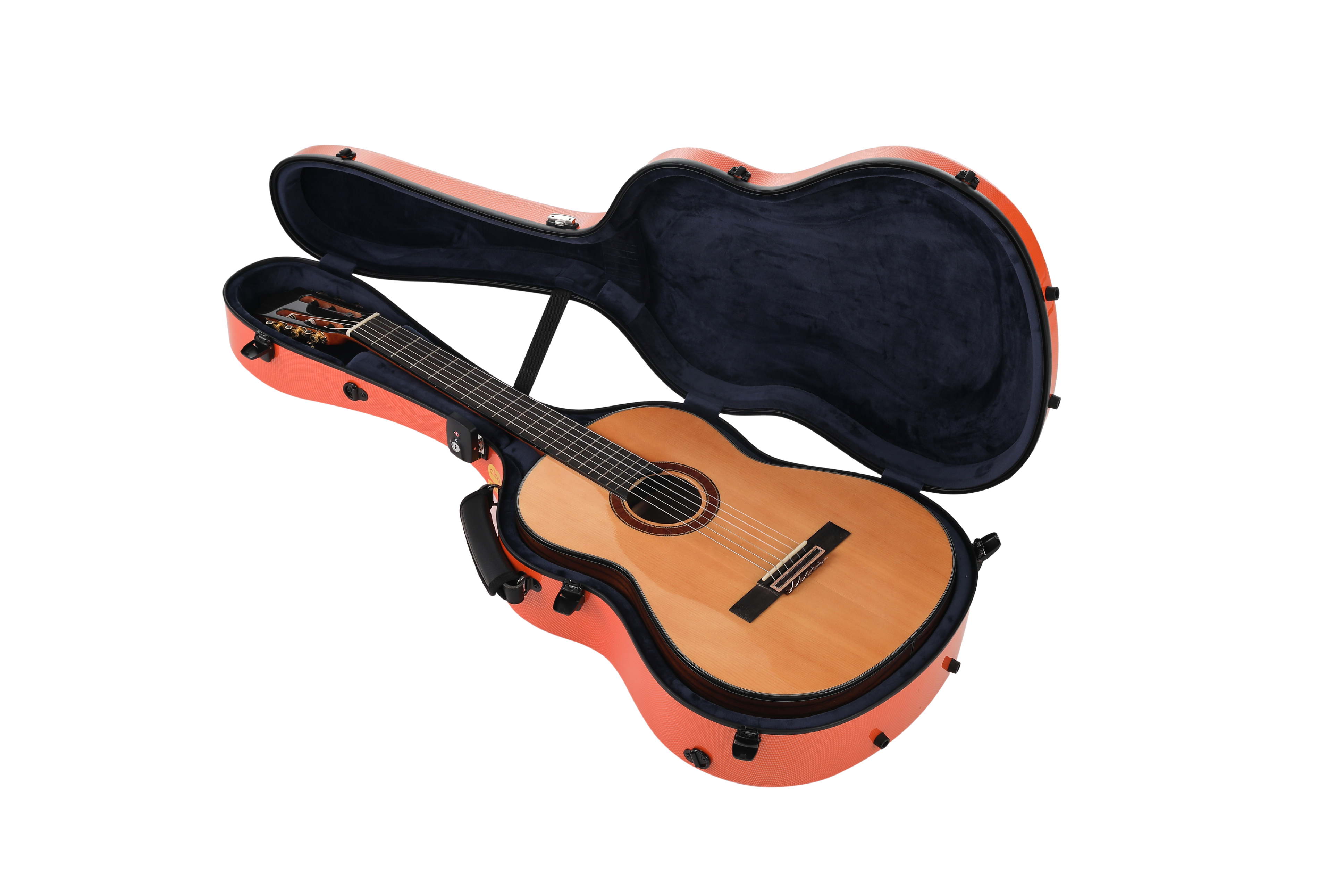 Alba Guitar Beads custodia motivo carbonio nero lucido, per chitarra classica, acustica, chitarra flamenco